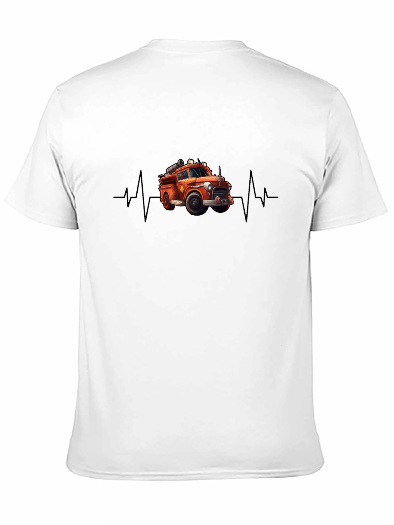 Fire Truck Heartbeat T-Shirt - Black