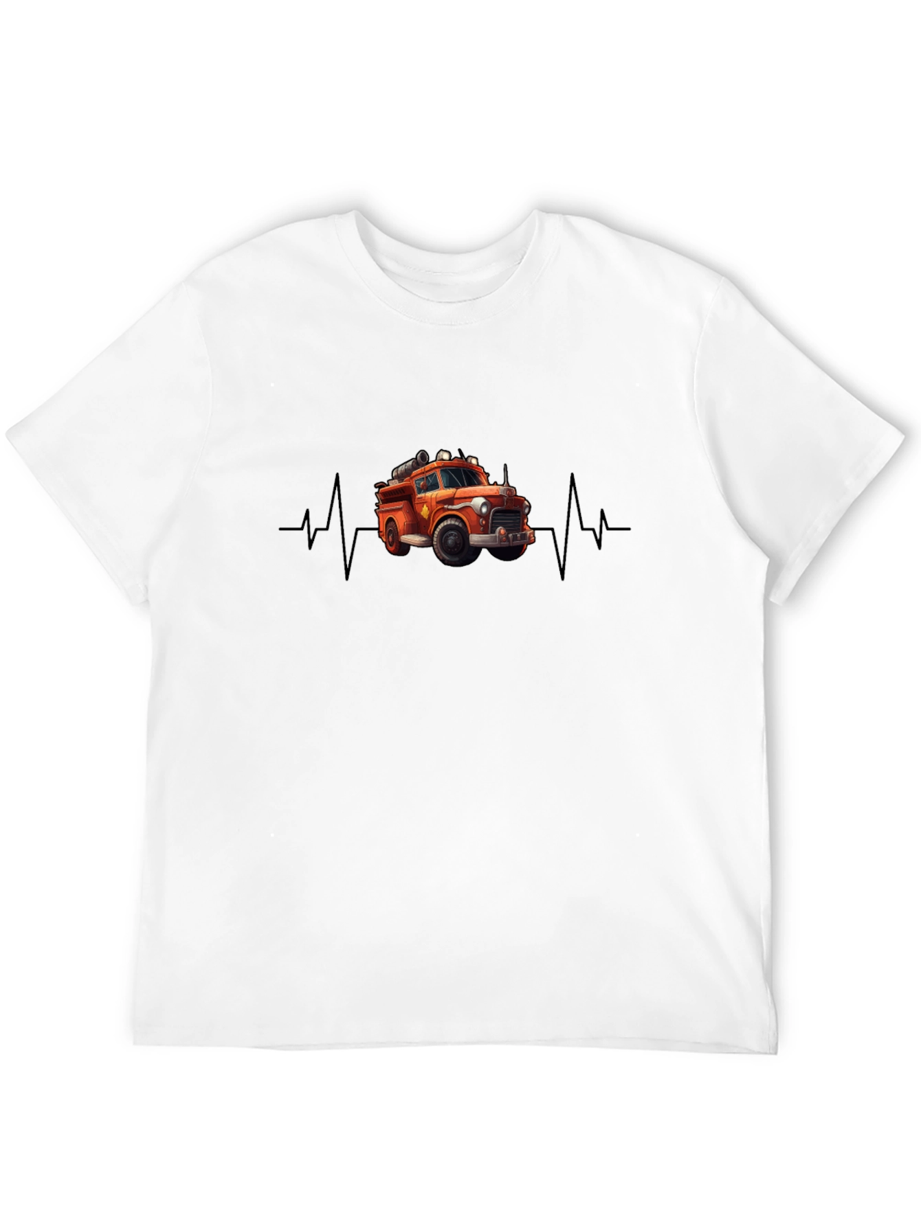 Fire Truck Heartbeat T-Shirt - Black