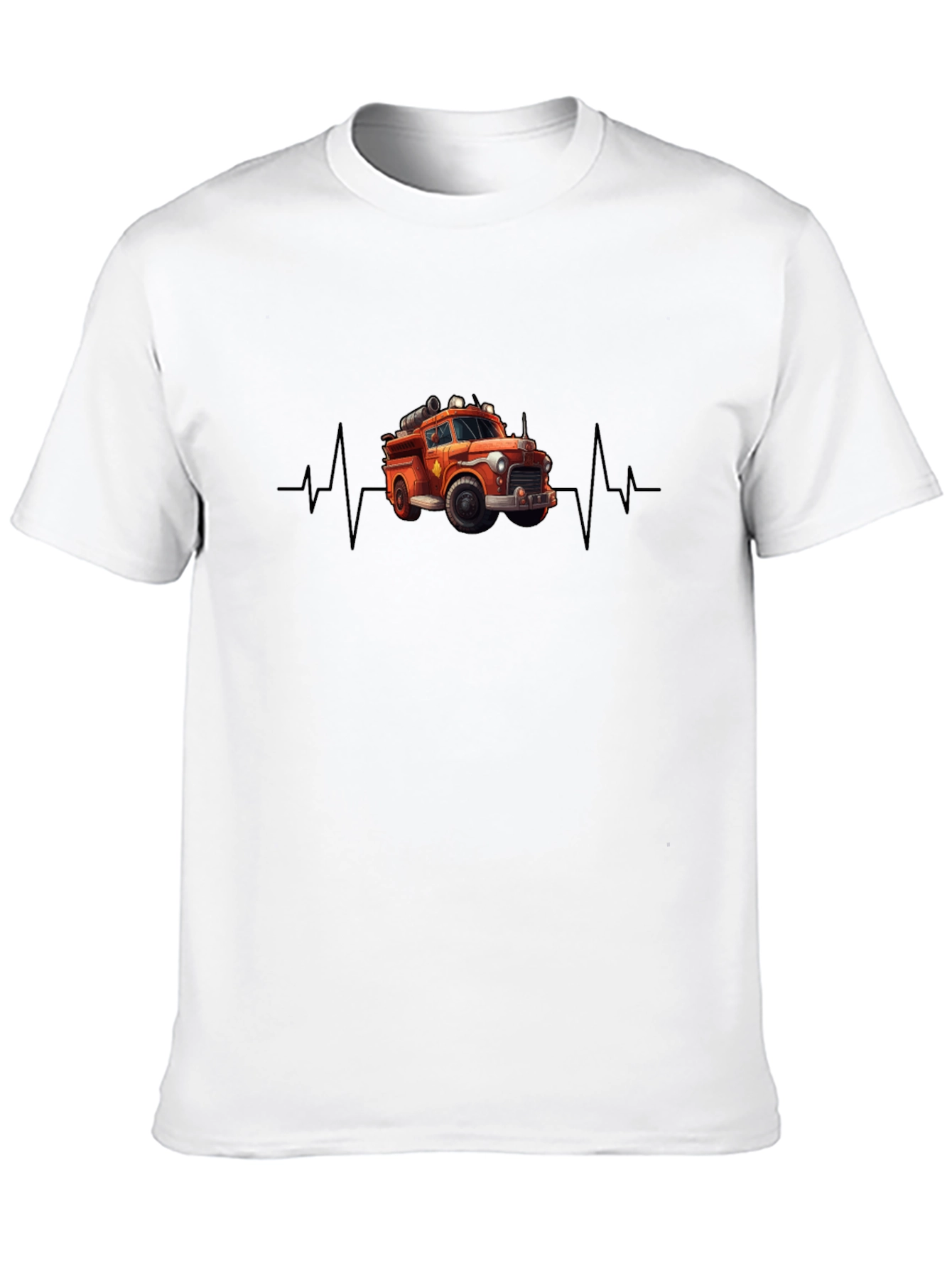 Fire Truck Heartbeat T-Shirt - Black