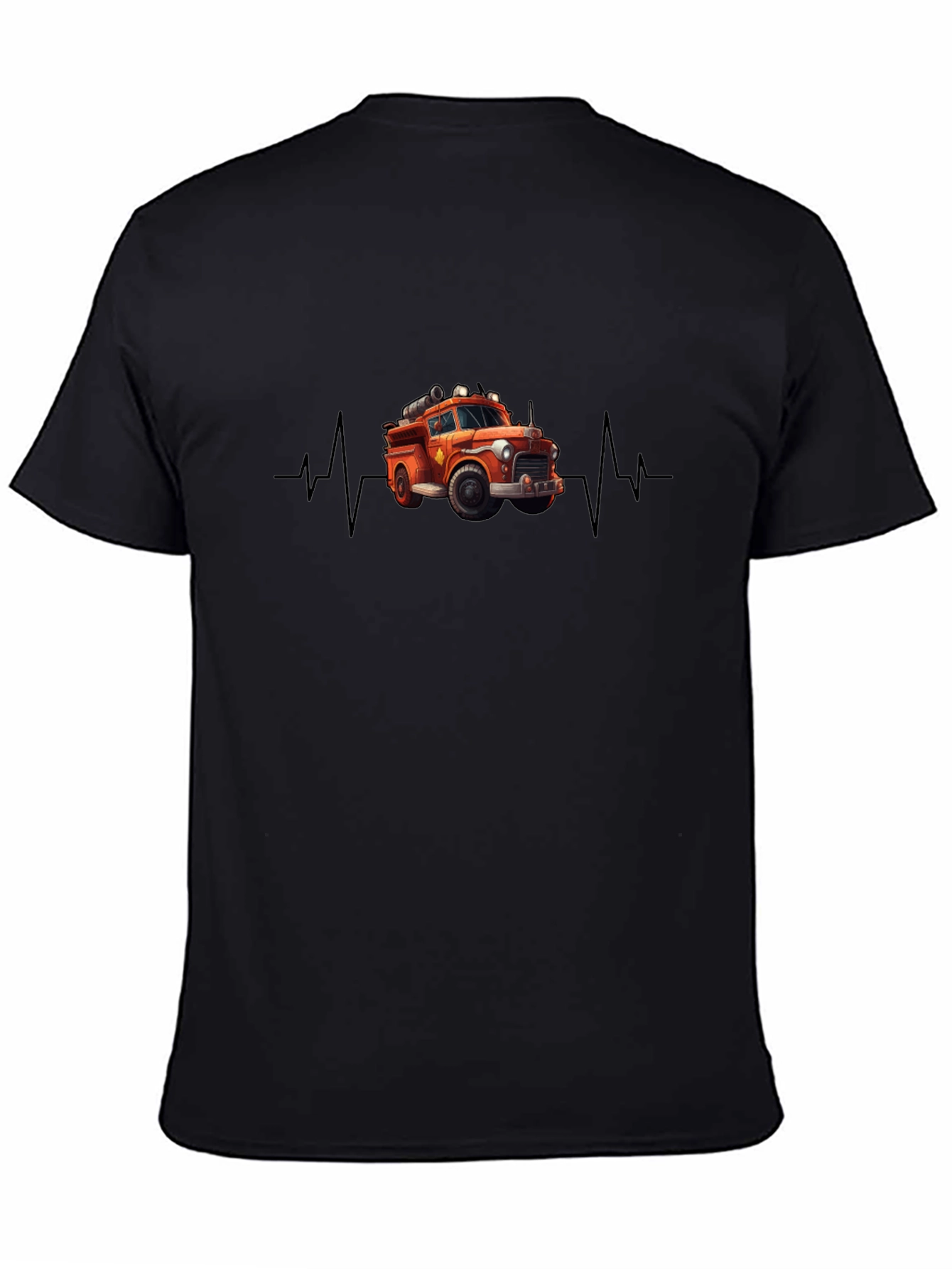 Fire Truck Heartbeat T-Shirt - Black