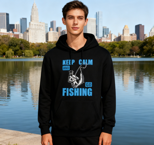 Angler's Essential Graphic Hoodie with Rod Print