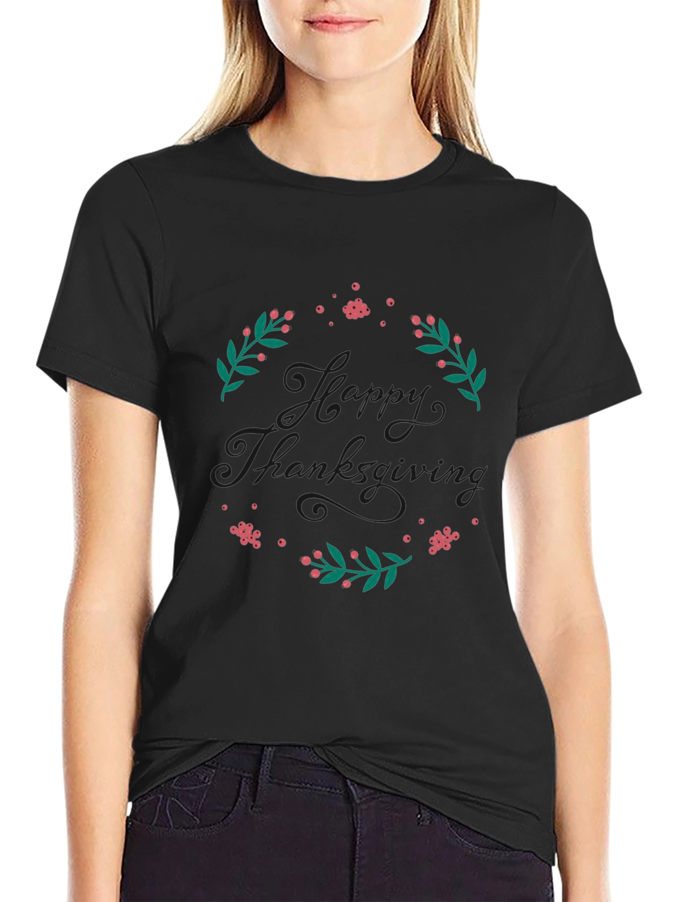 Happy Thanksgiving Wreath Graphic Tee