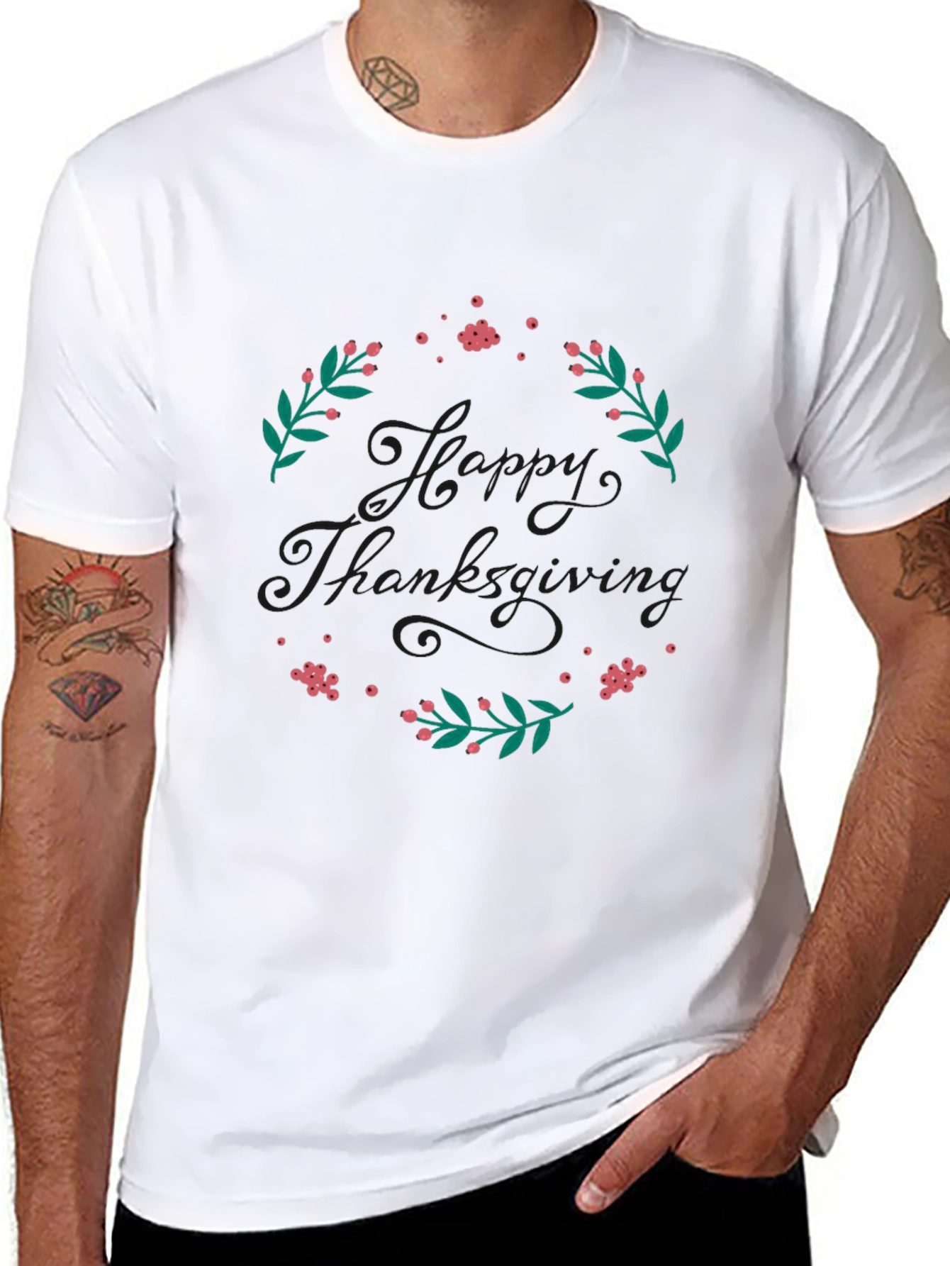 Happy Thanksgiving Wreath Graphic Tee