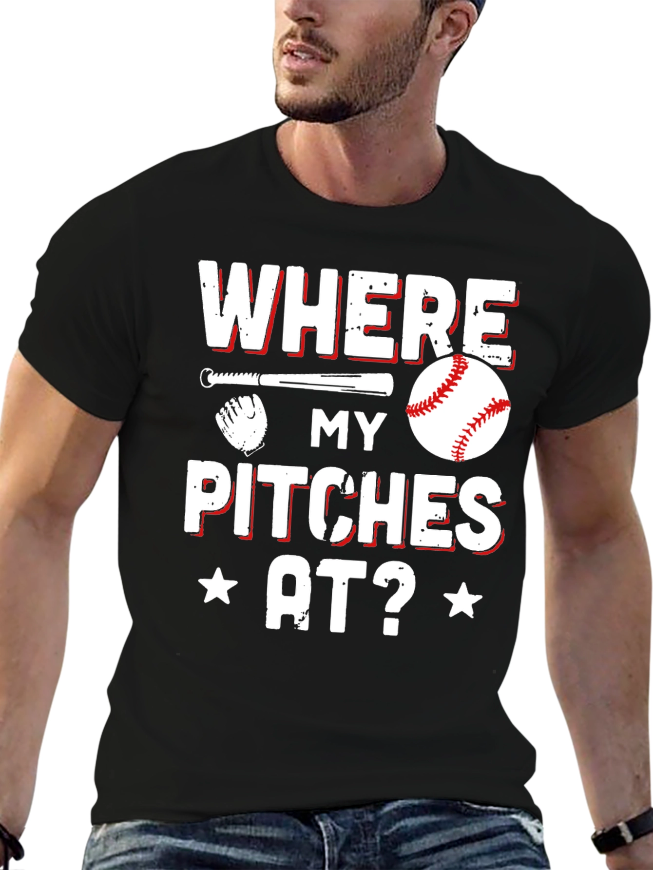 Where My Pitches At Baseball T-Shirt
