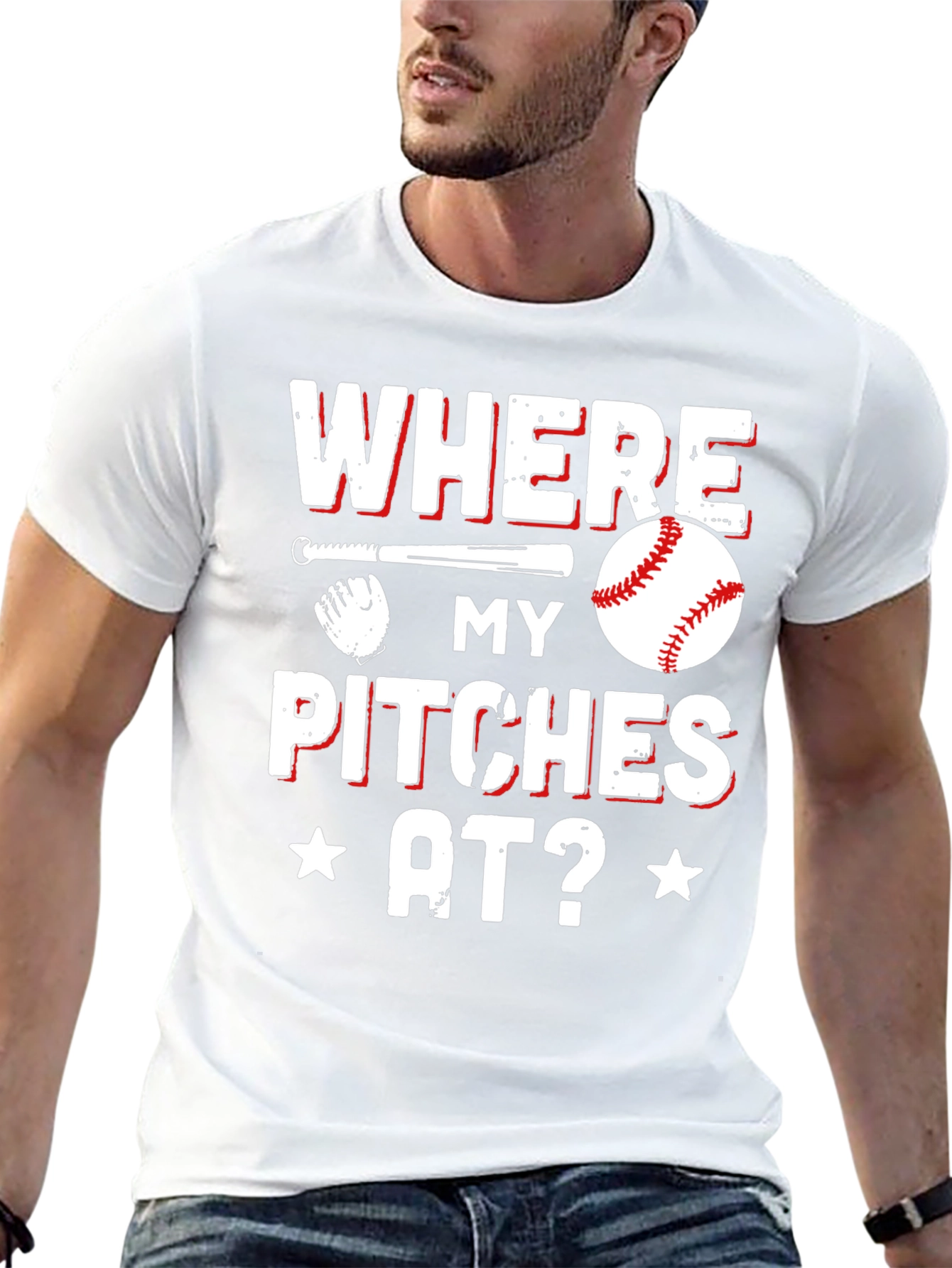 Where My Pitches At Baseball T-Shirt