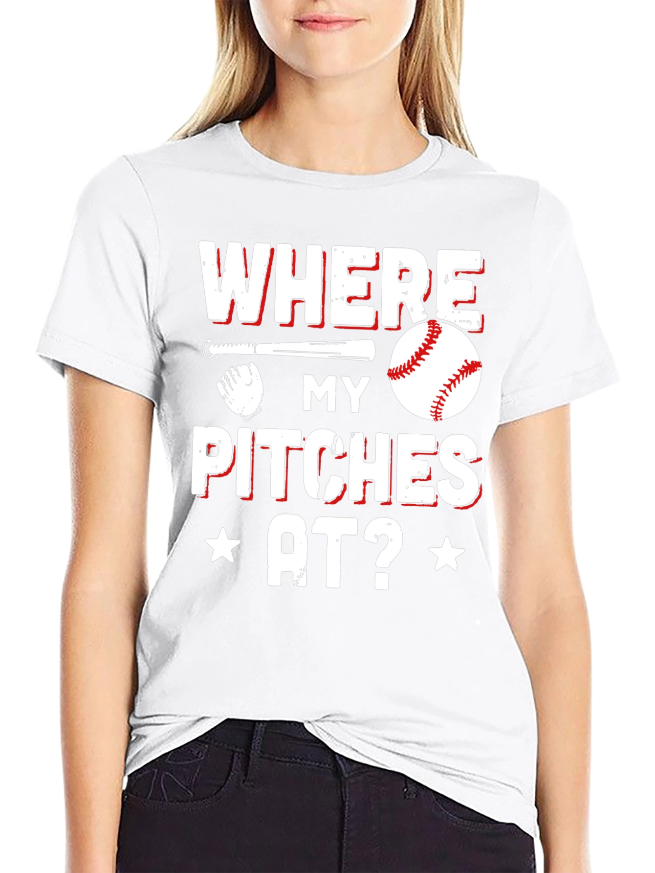 Where My Pitches At Baseball T-Shirt