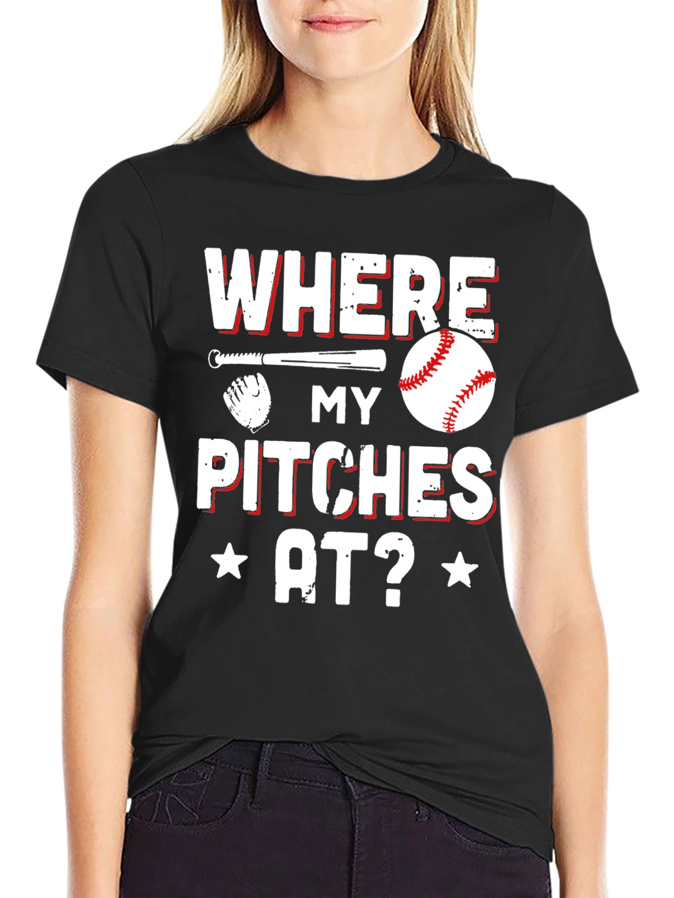 Where My Pitches At Baseball T-Shirt