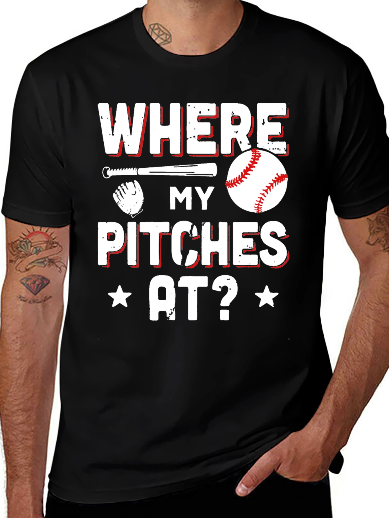 Where My Pitches At Baseball T-Shirt