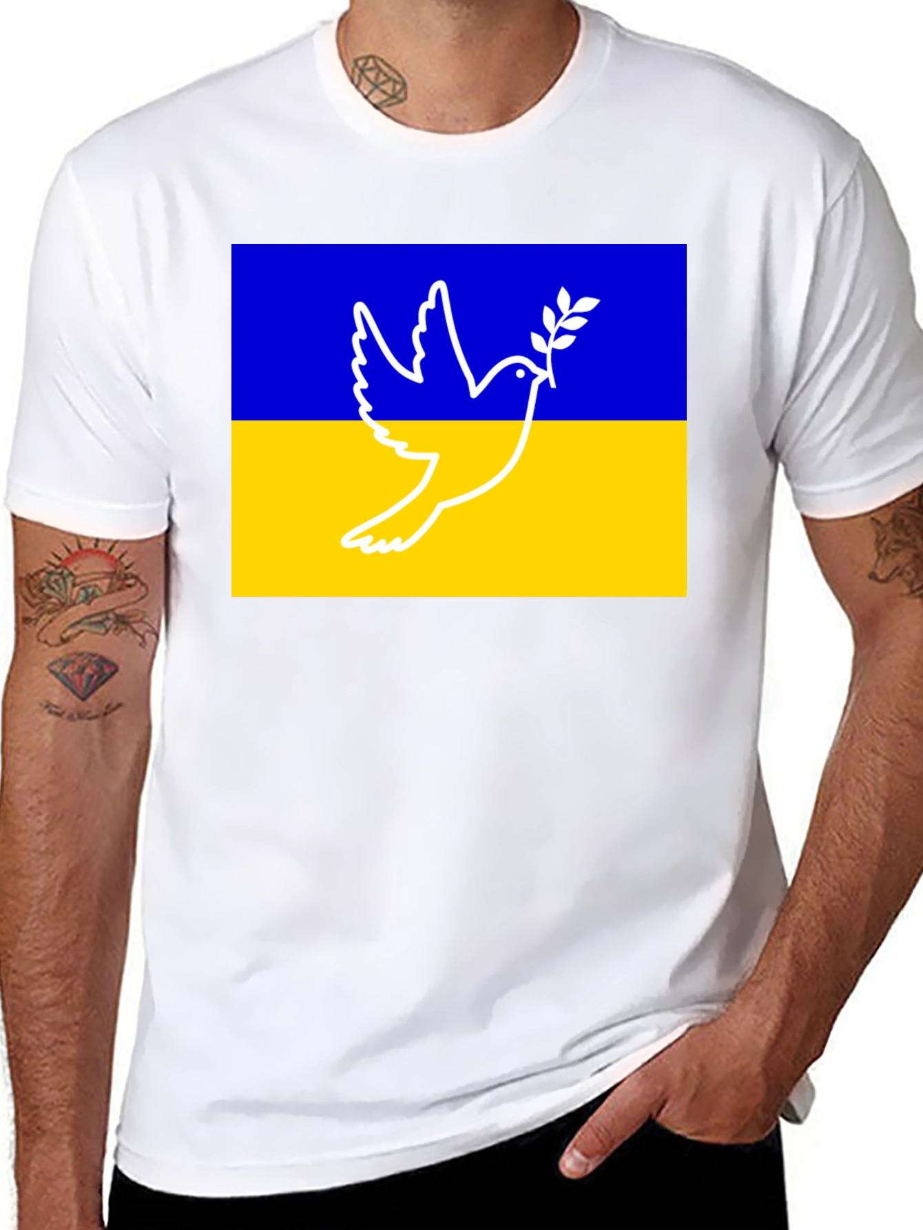 Ukraine Peace Dove Graphic Tee - Black