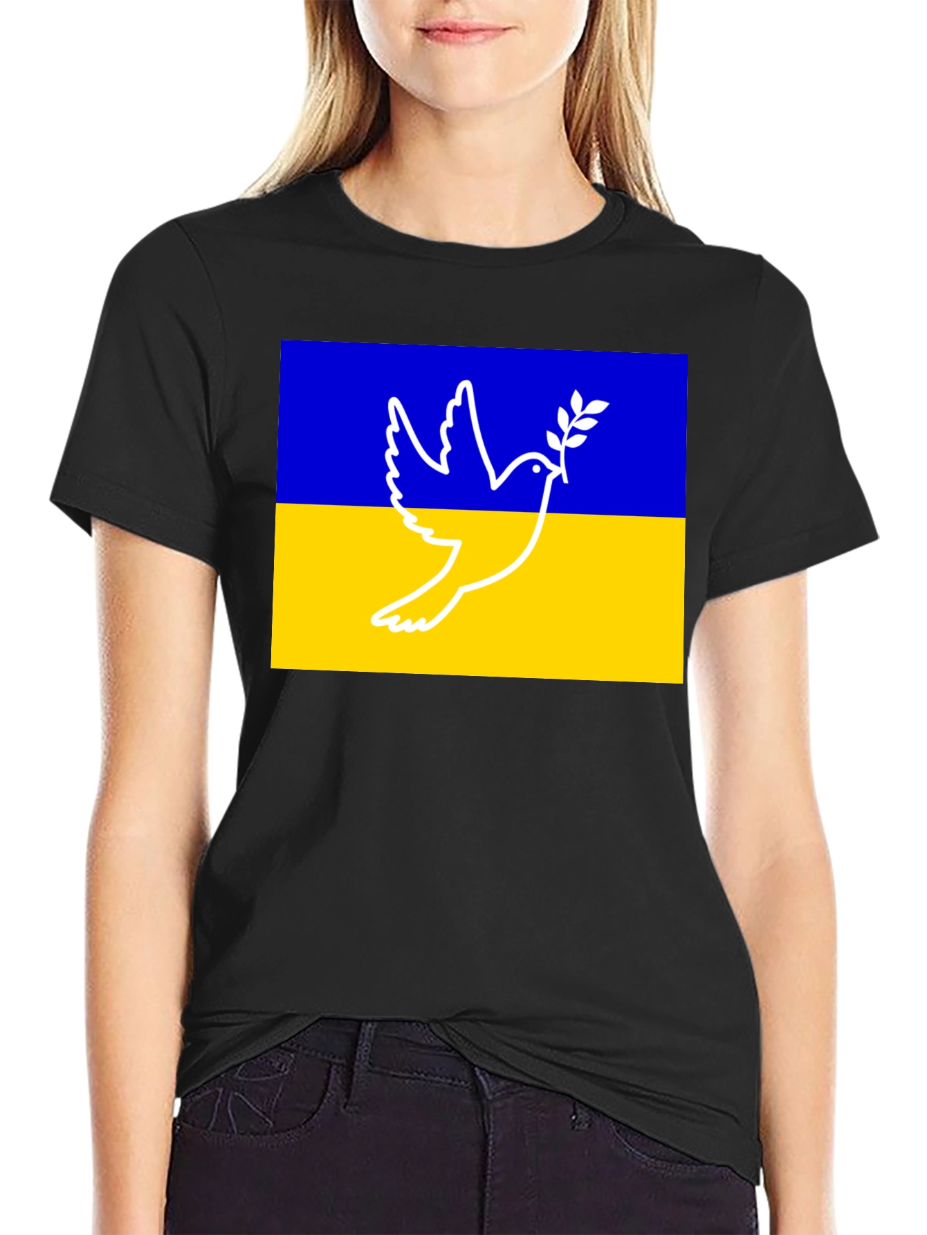 Ukraine Peace Dove Graphic Tee - Black
