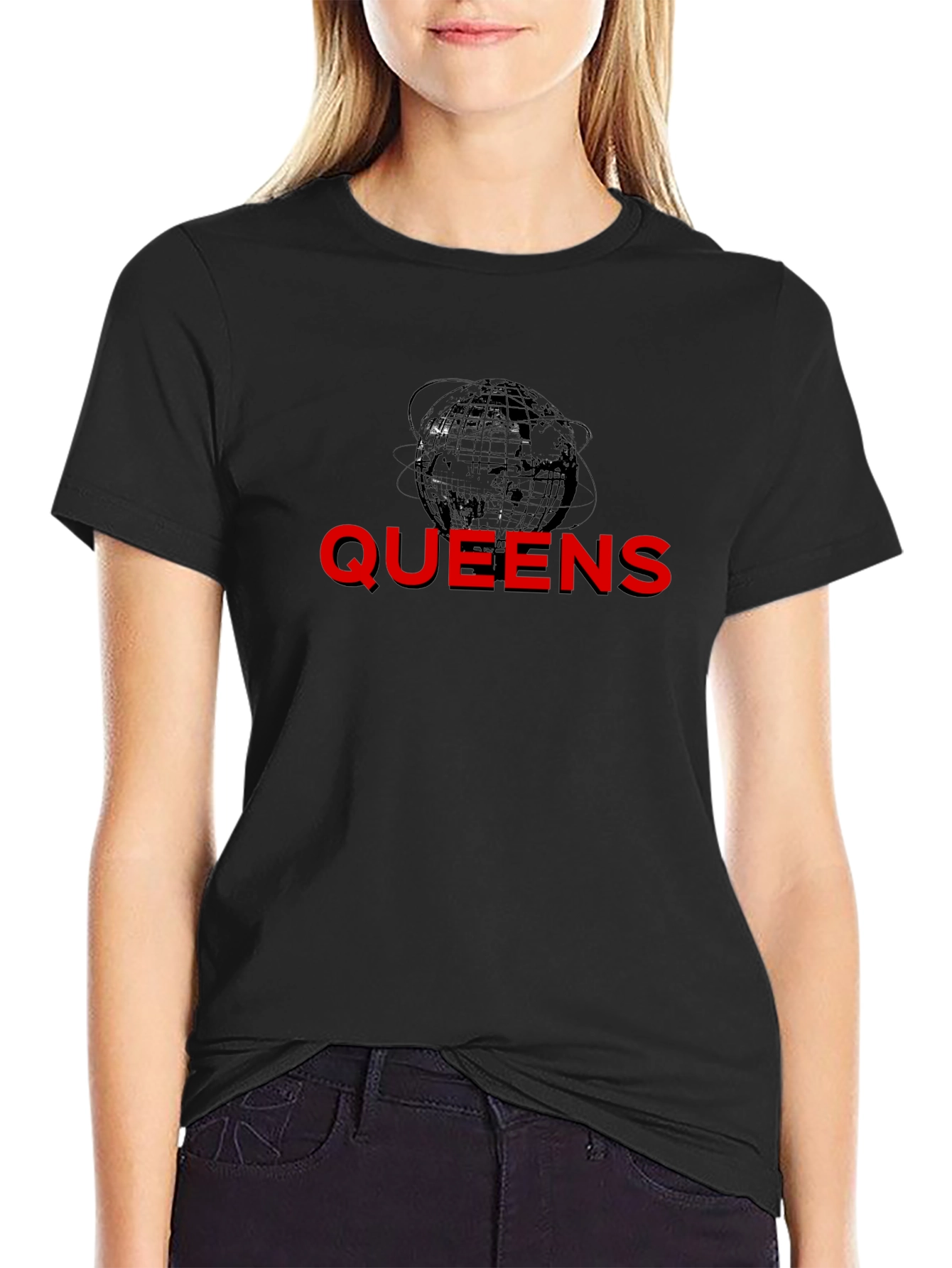 Queens Globe Graphic T-Shirt - Black