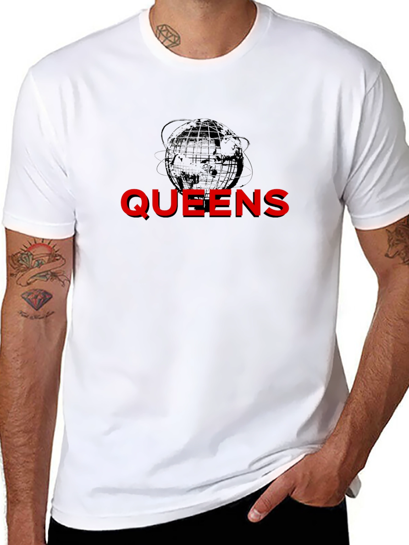 Queens Globe Graphic T-Shirt - Black