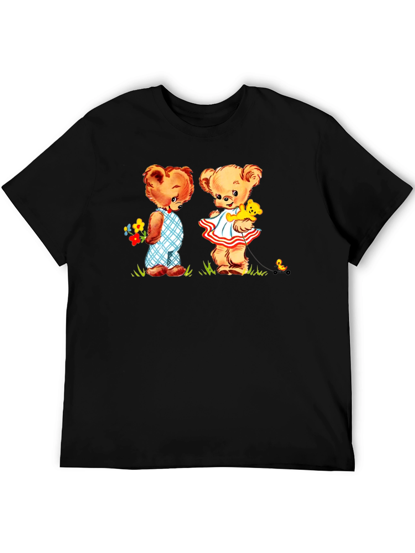 Teddy Bear Couple Black T-Shirt
