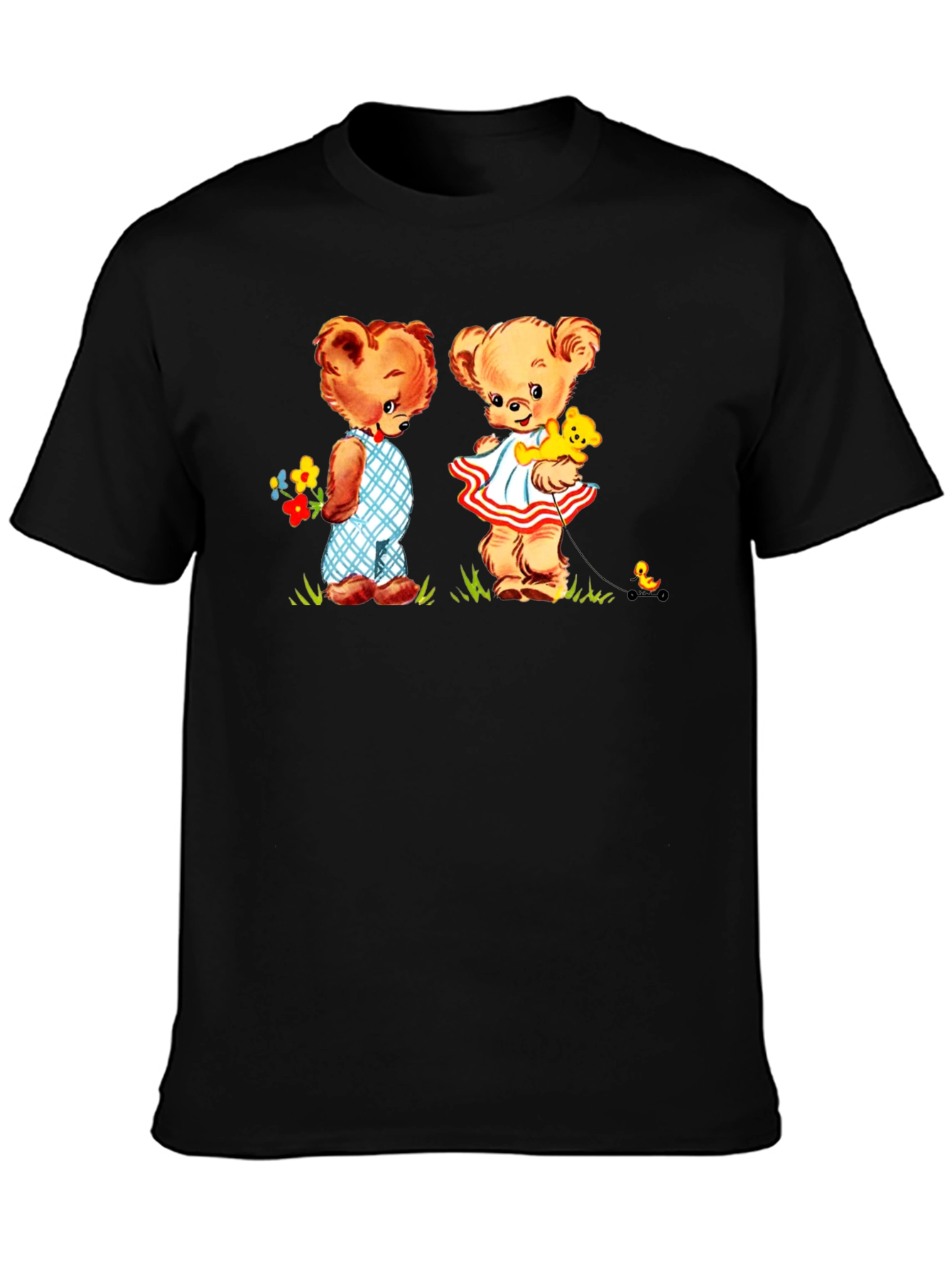 Teddy Bear Couple Black T-Shirt