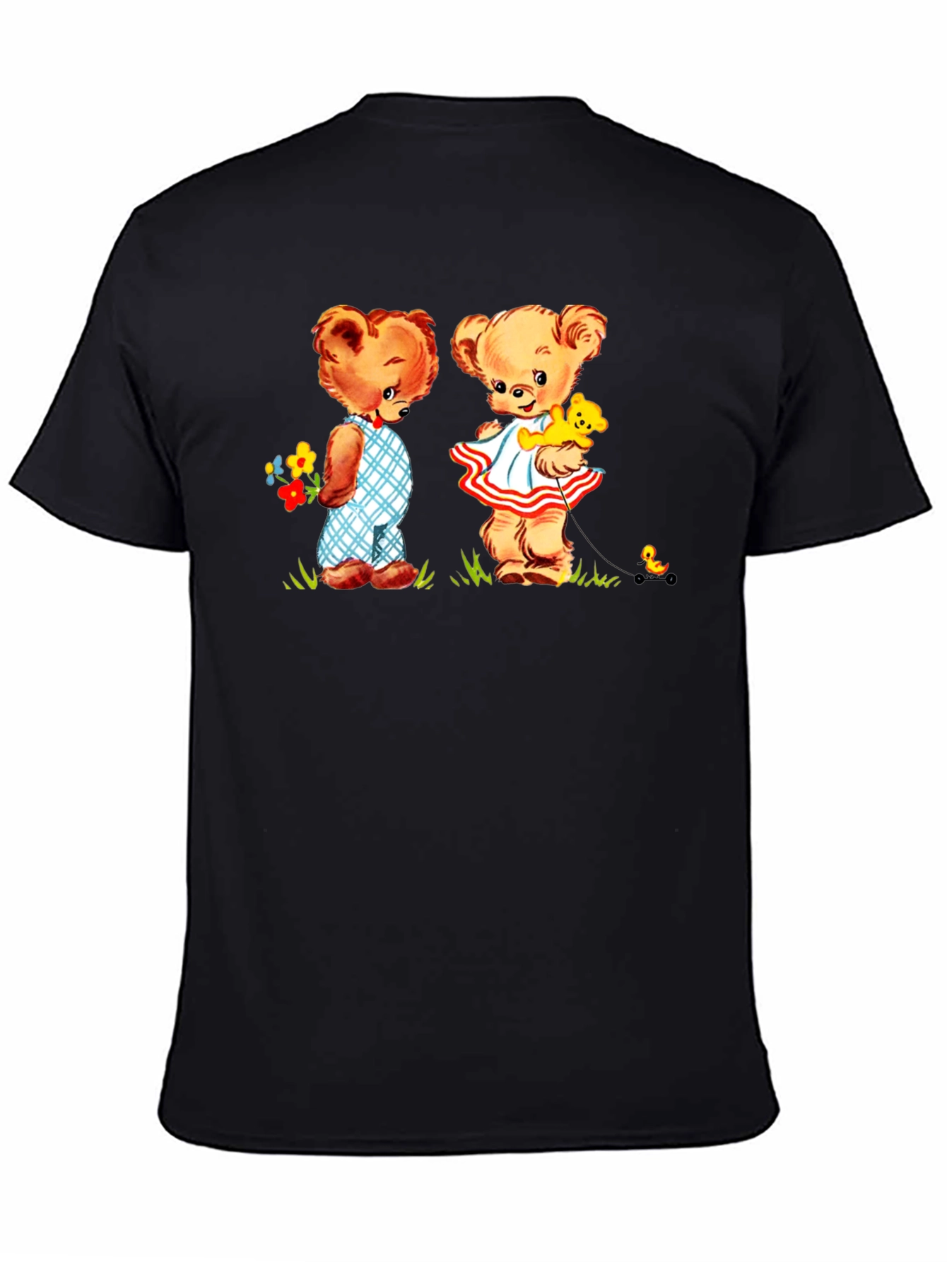 Teddy Bear Couple Black T-Shirt