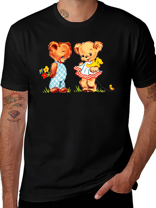 Teddy Bear Couple Black T-Shirt
