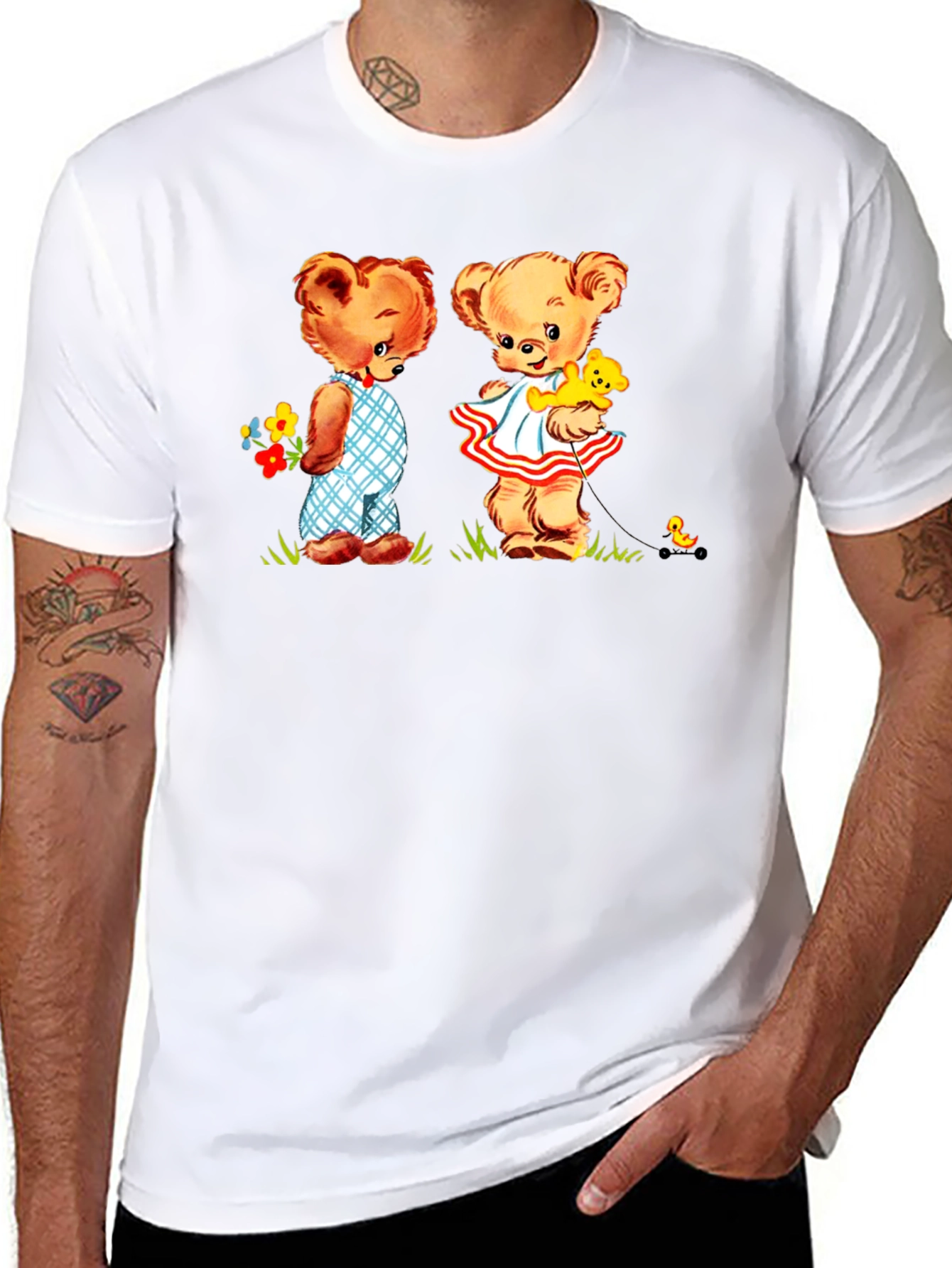 Teddy Bear Couple Black T-Shirt