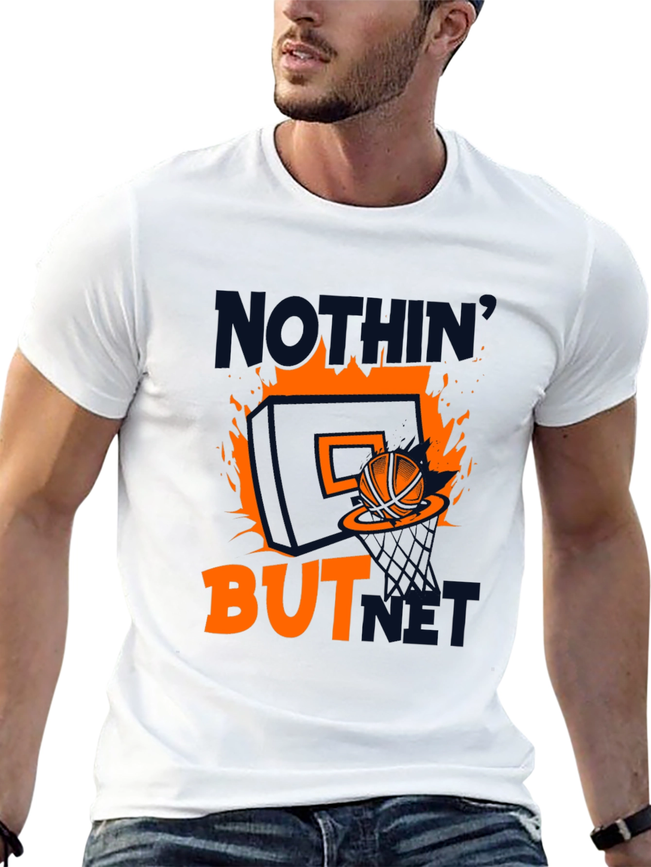 Nothin But Net Graphic T-Shirt - Basketball Fan Apparel