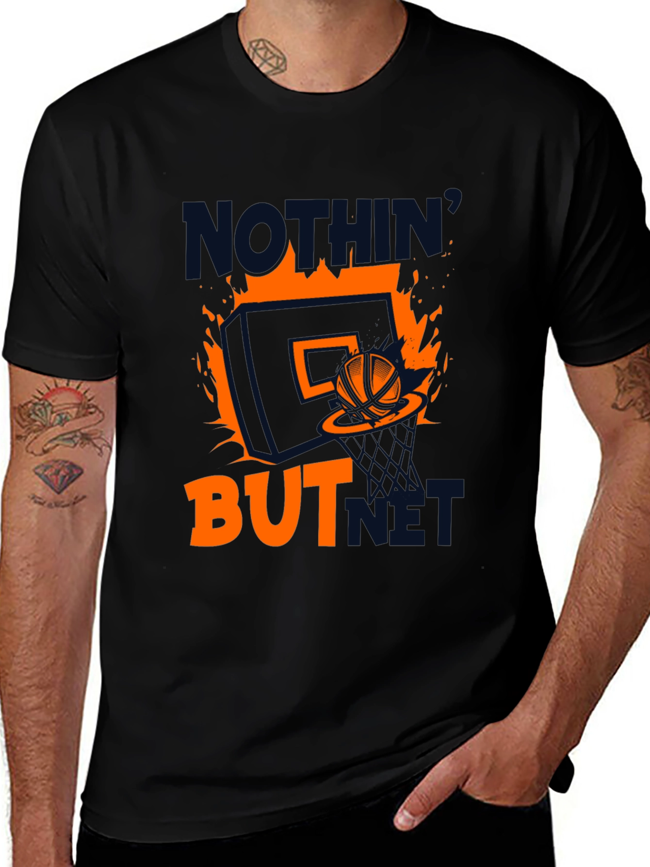 Nothin But Net Graphic T-Shirt - Basketball Fan Apparel