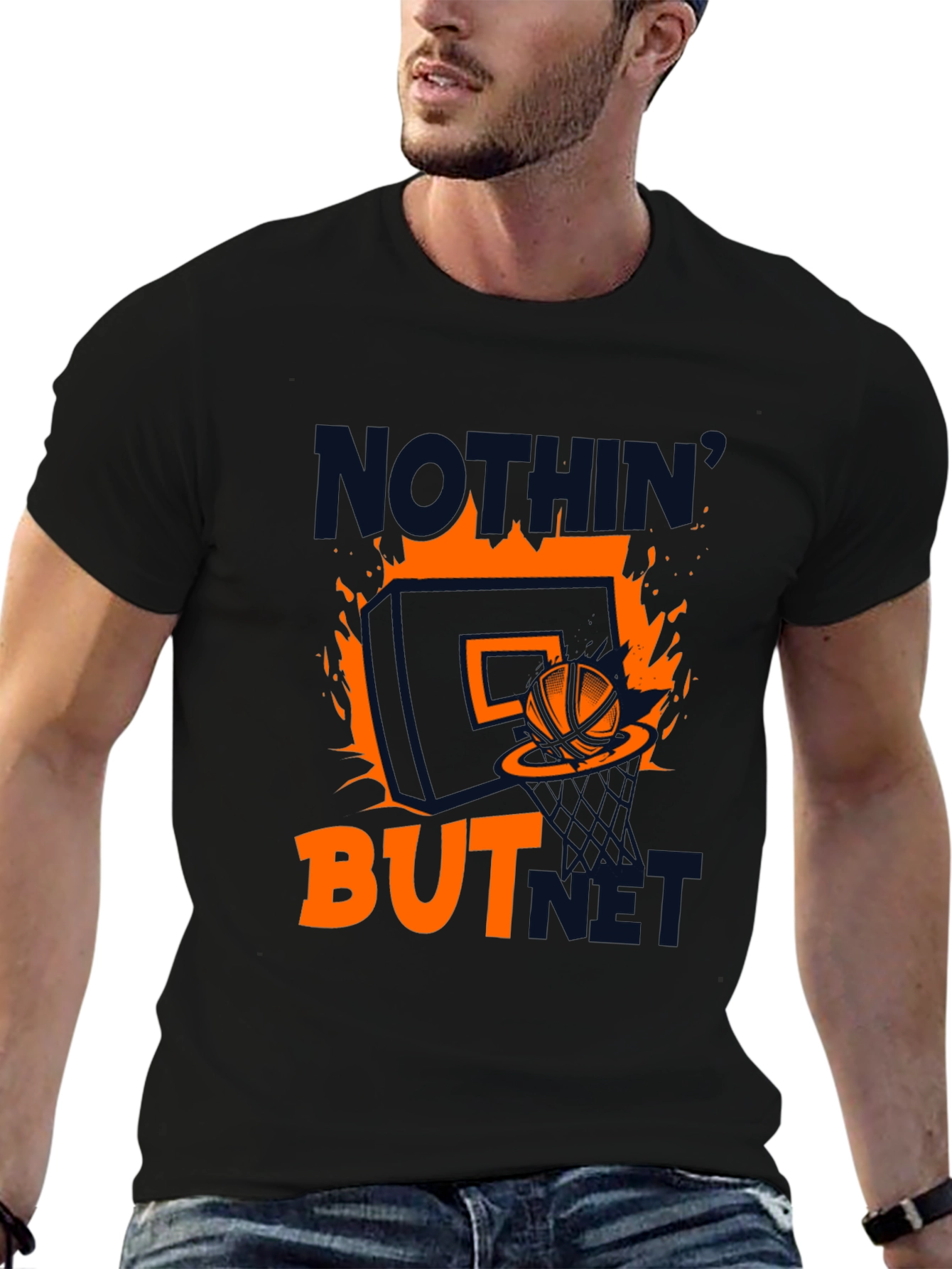 Nothin But Net Graphic T-Shirt - Basketball Fan Apparel