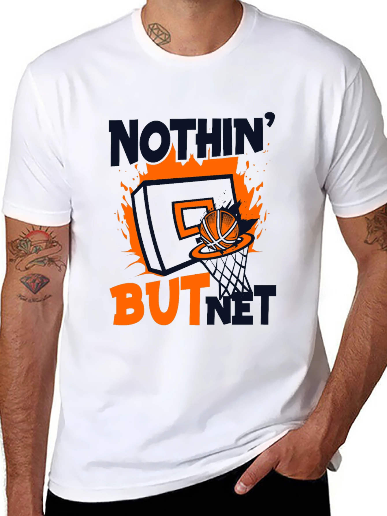 Nothin But Net Graphic T-Shirt - Basketball Fan Apparel
