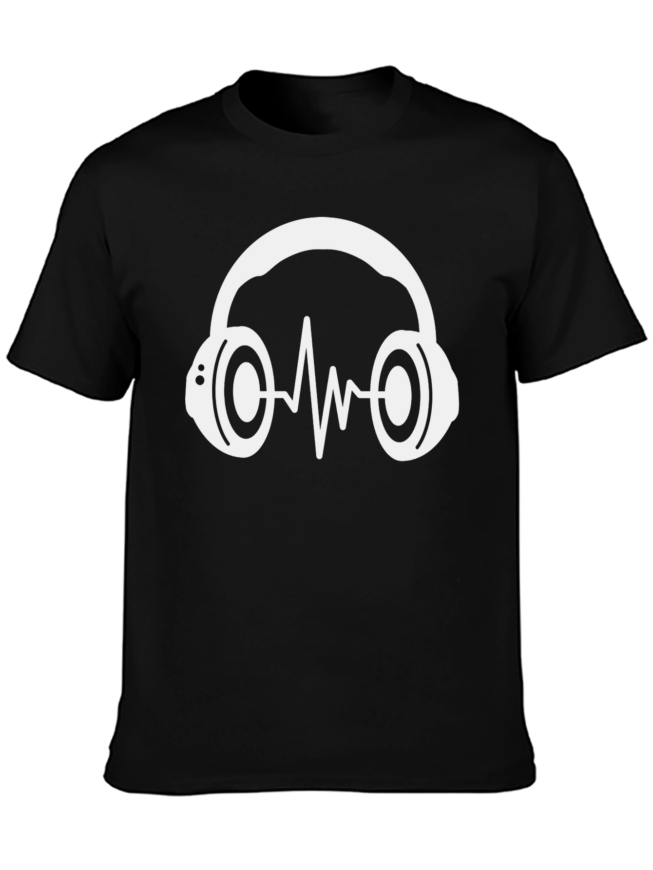 Music Lovers Black T-Shirt with Headphone Graphic