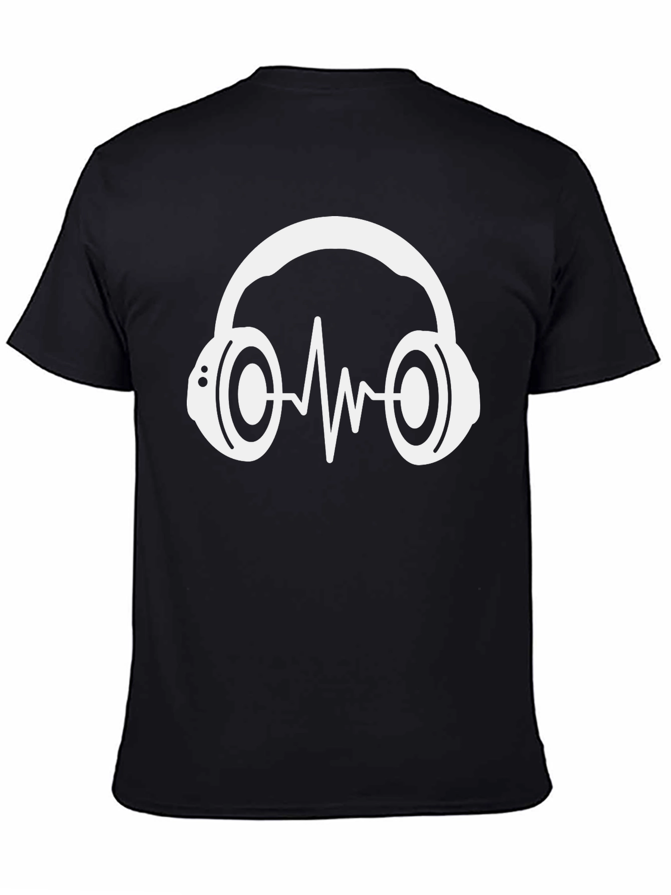 Music Lovers Black T-Shirt with Headphone Graphic