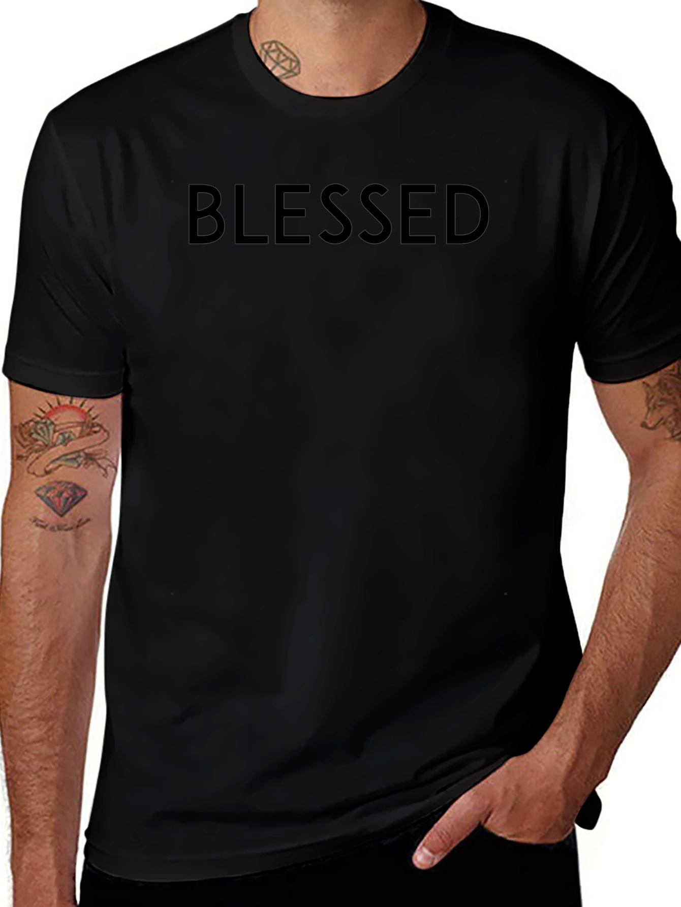 Blessed Black Graphic Tee - Minimalist Design