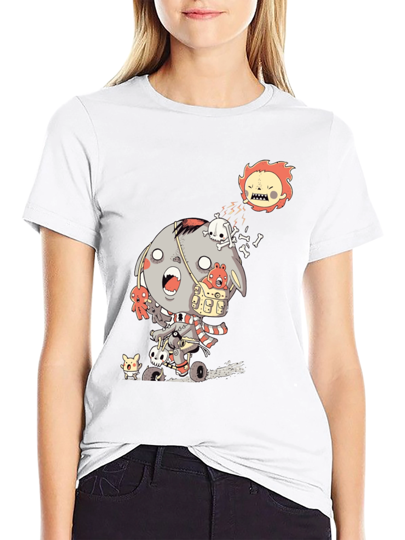 Zombie Cartoon Graphic Black T-Shirt