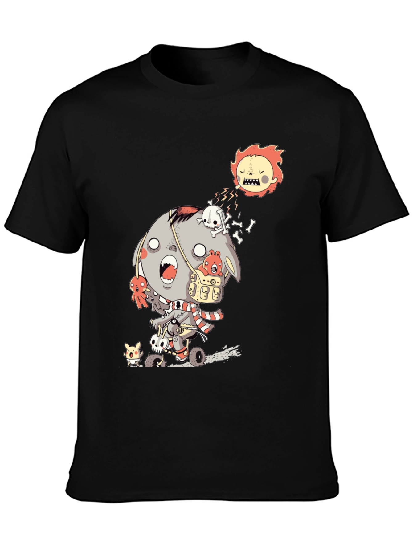 Zombie Cartoon Graphic Black T-Shirt