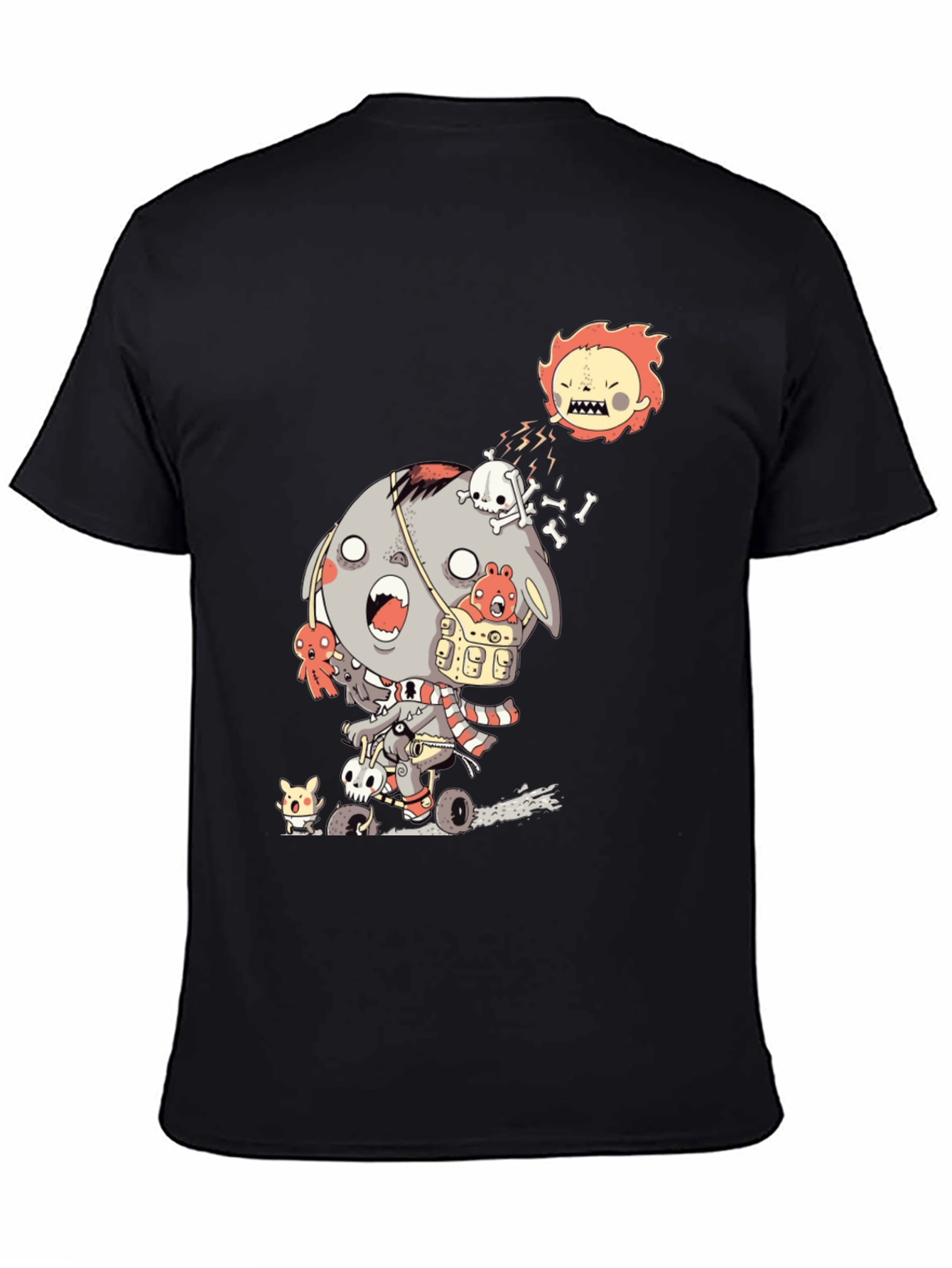 Zombie Cartoon Graphic Black T-Shirt
