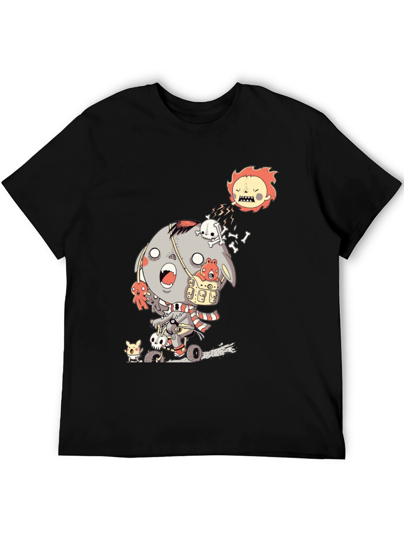 Zombie Cartoon Graphic Black T-Shirt