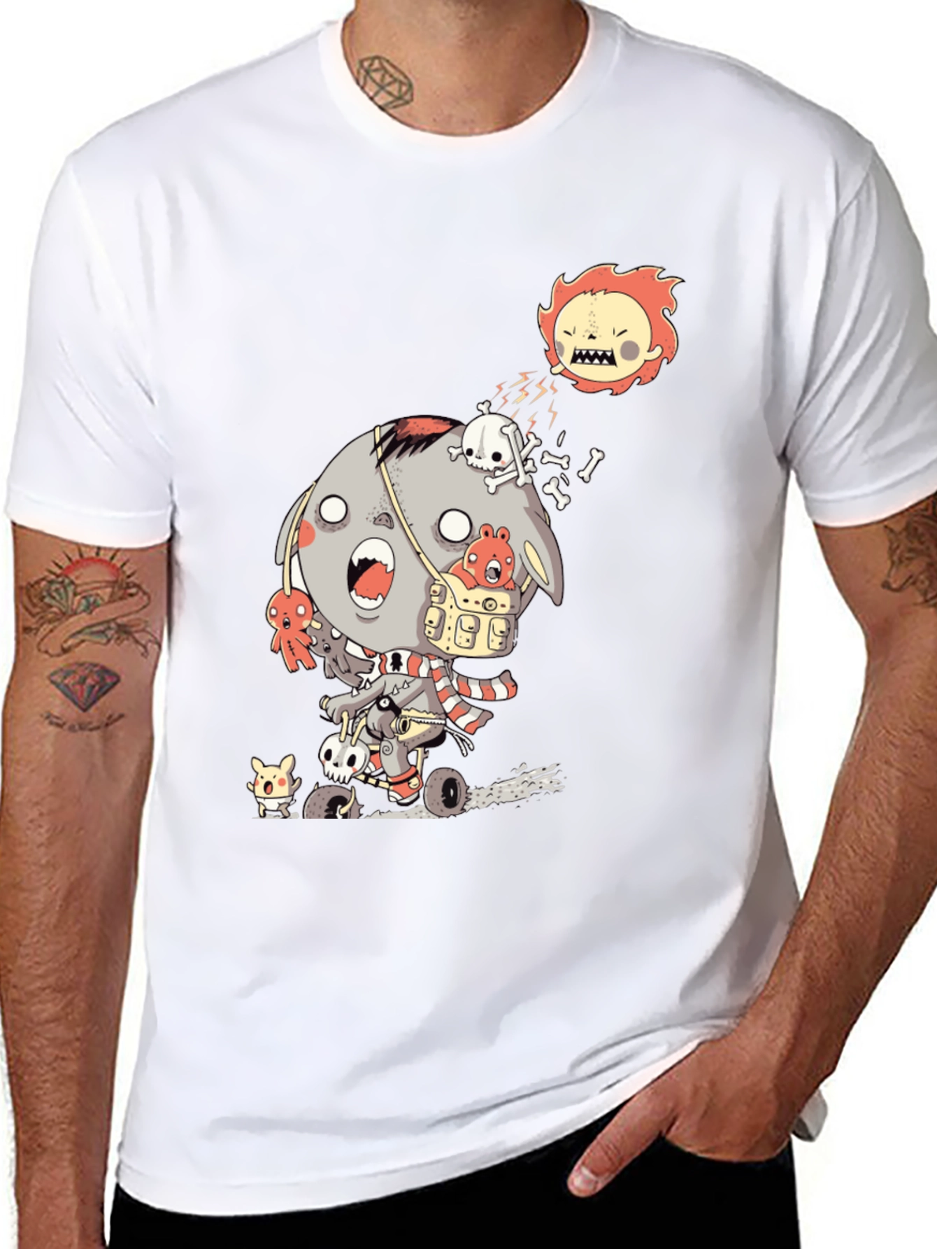 Zombie Cartoon Graphic Black T-Shirt