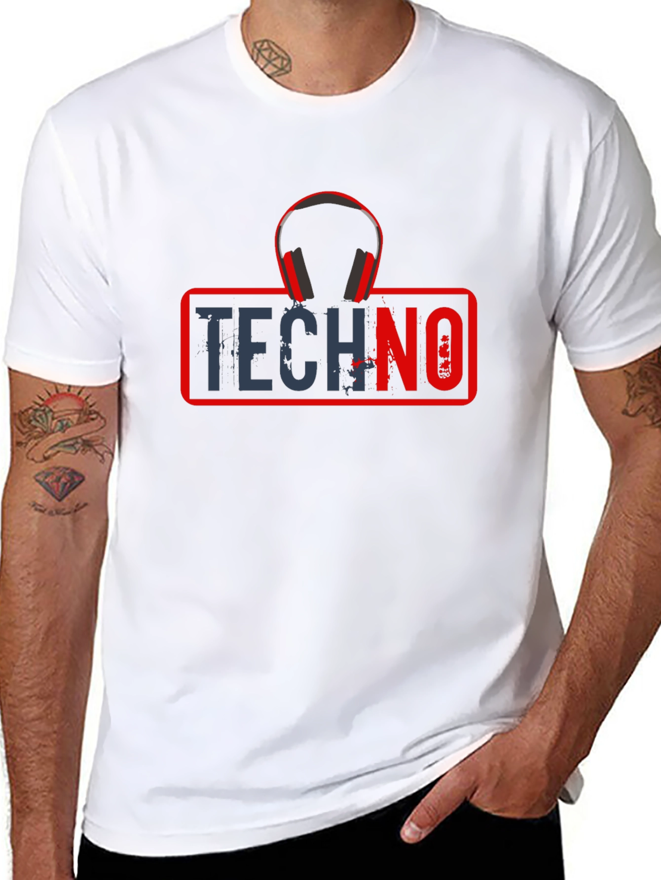 Techno Music T-Shirt with Headphone Graphic