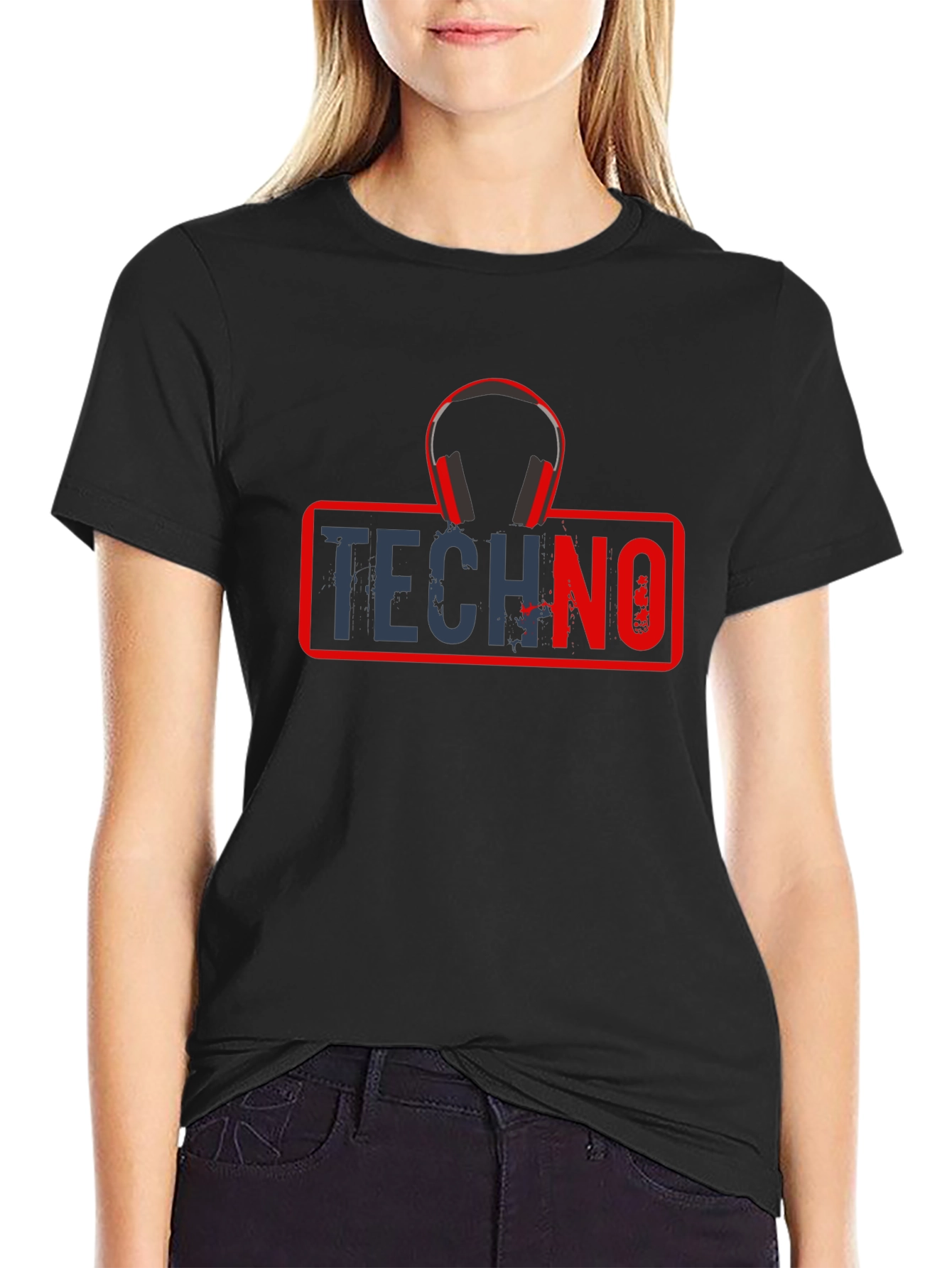 Techno Music T-Shirt with Headphone Graphic