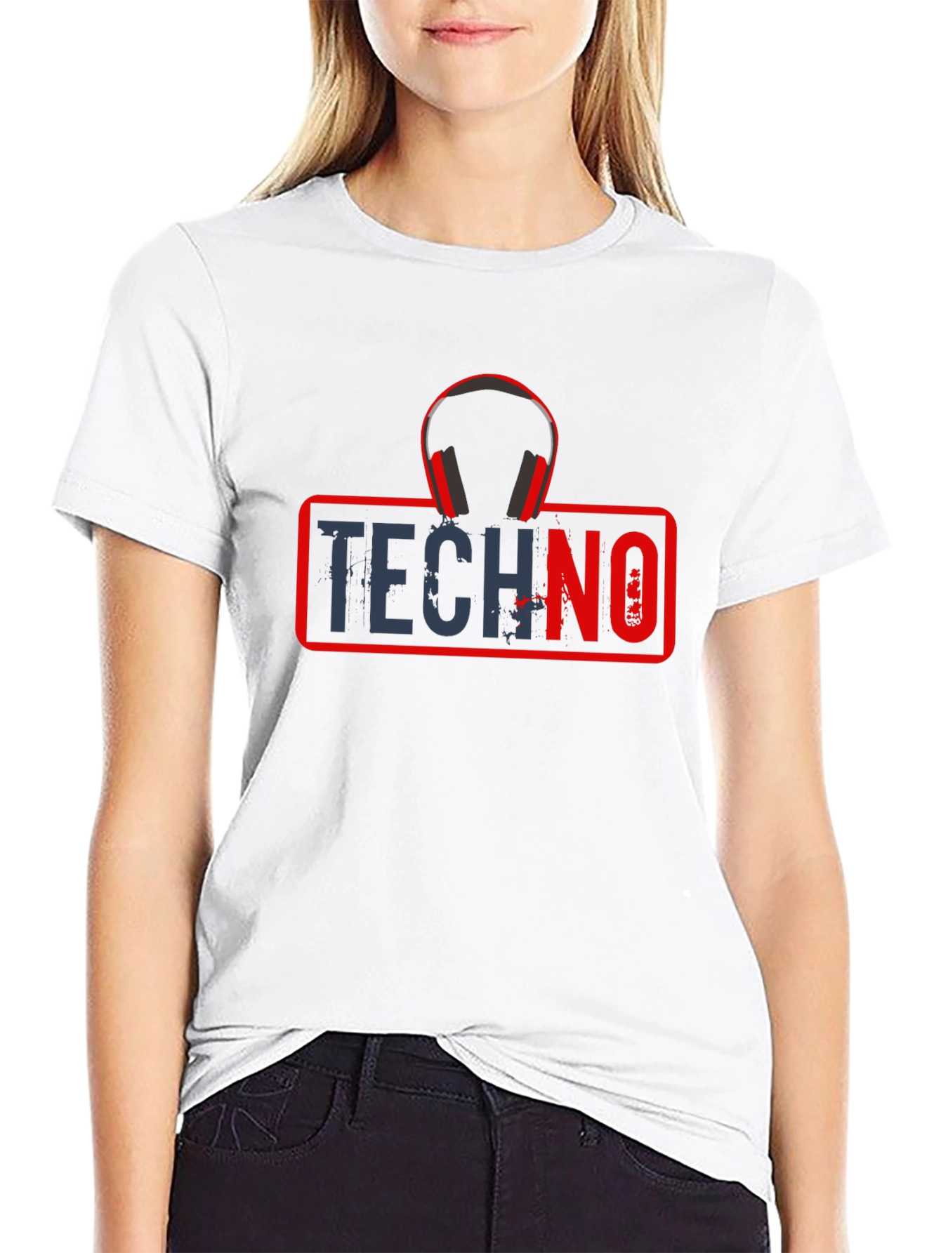 Techno Music T-Shirt with Headphone Graphic