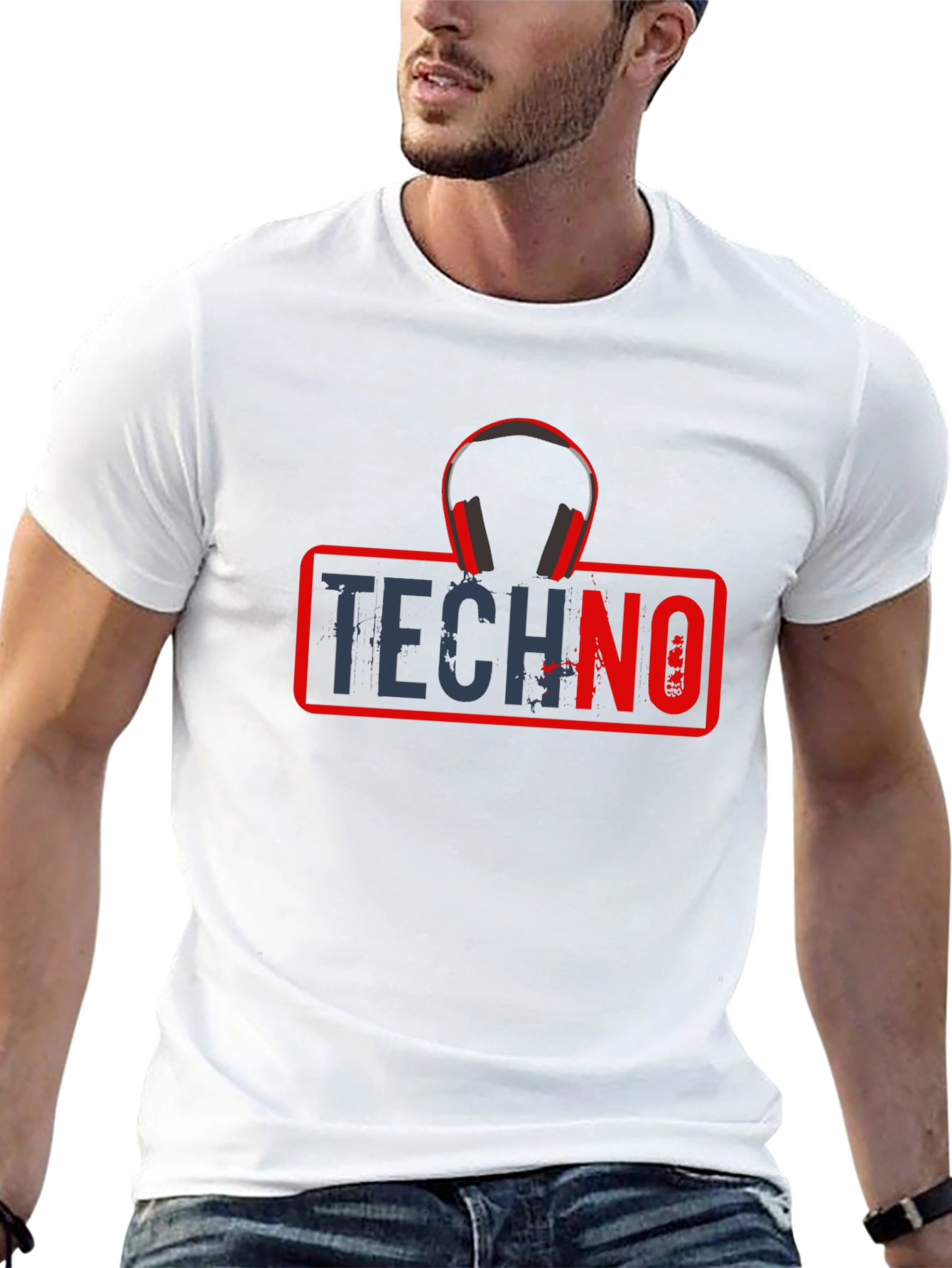 Techno Music T-Shirt with Headphone Graphic