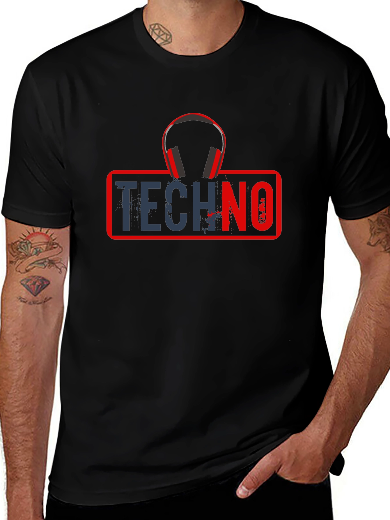 Techno Music T-Shirt with Headphone Graphic