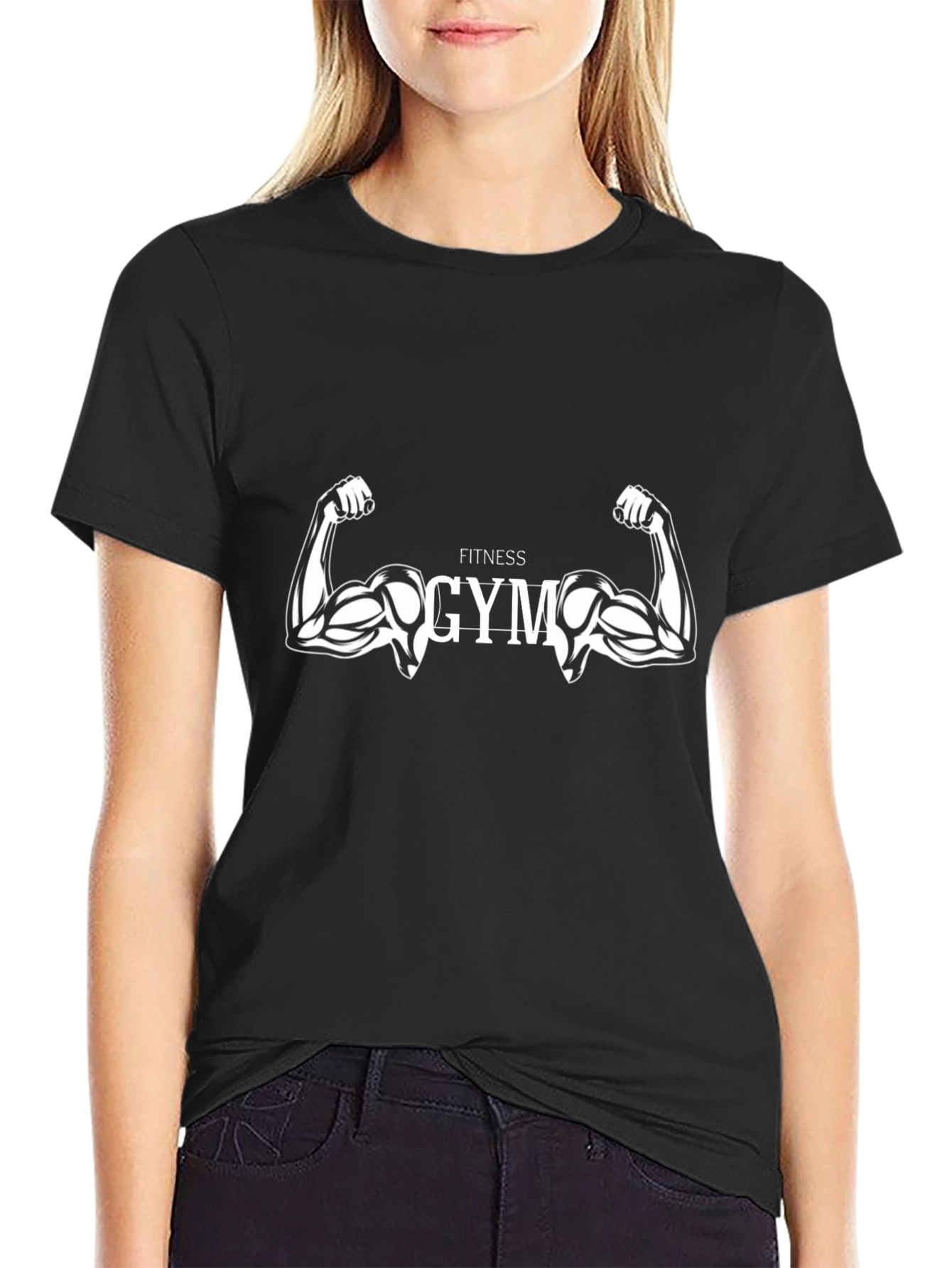 Fitness Gym Muscle Graphic Black T-Shirt