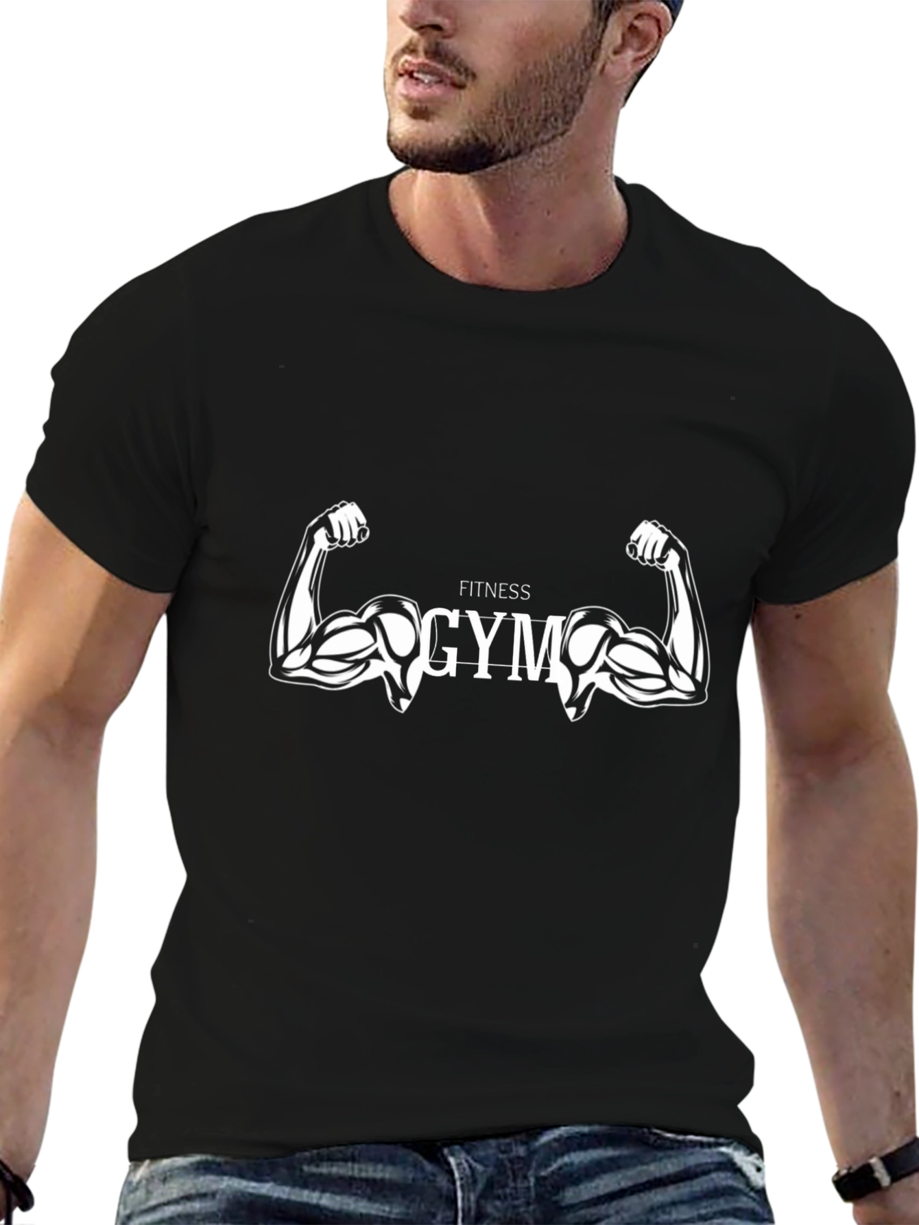 Fitness Gym Muscle Graphic Black T-Shirt