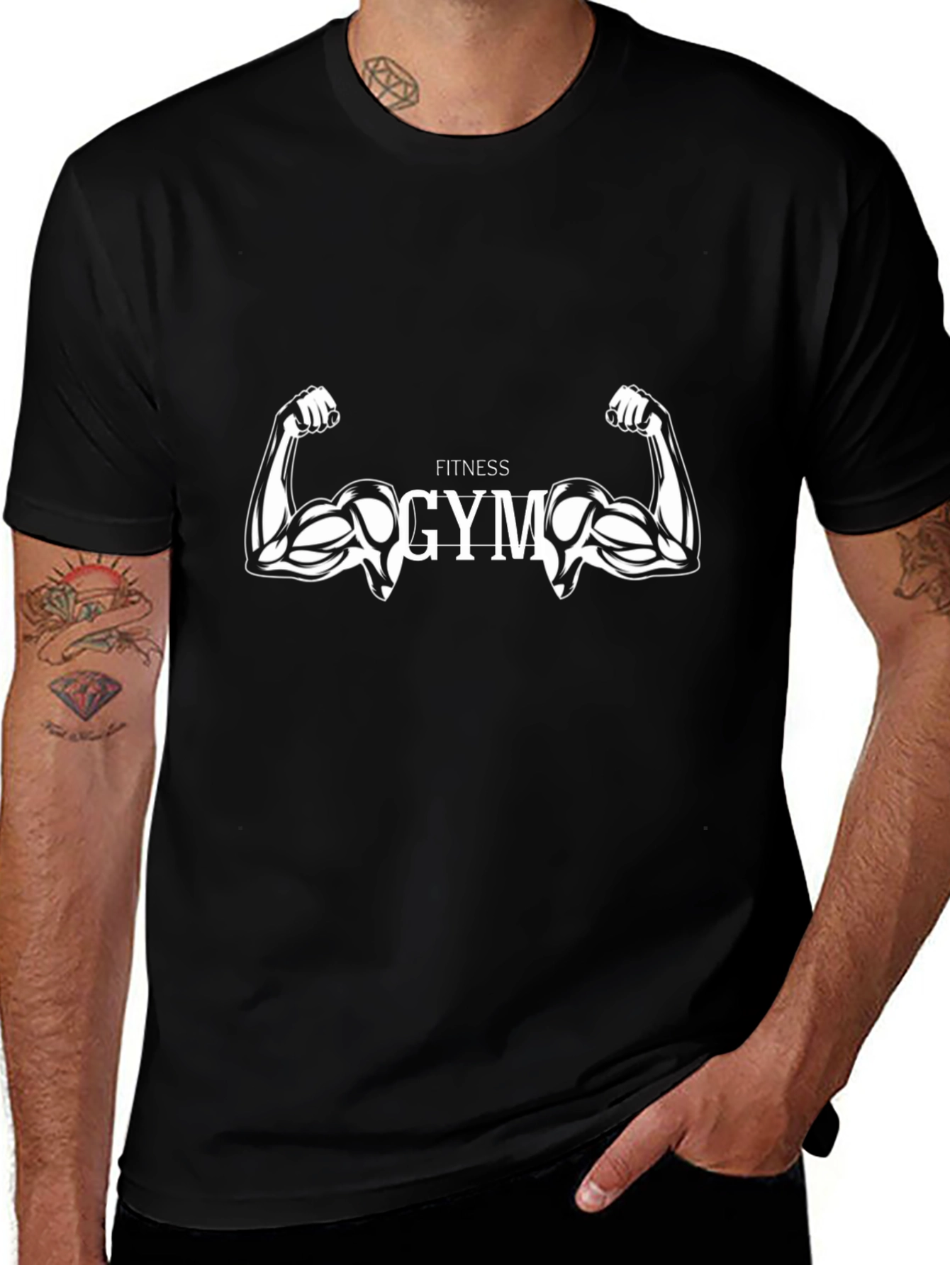 Fitness Gym Muscle Graphic Black T-Shirt