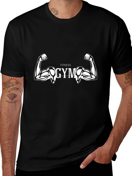 Fitness Gym Muscle Graphic Black T-Shirt