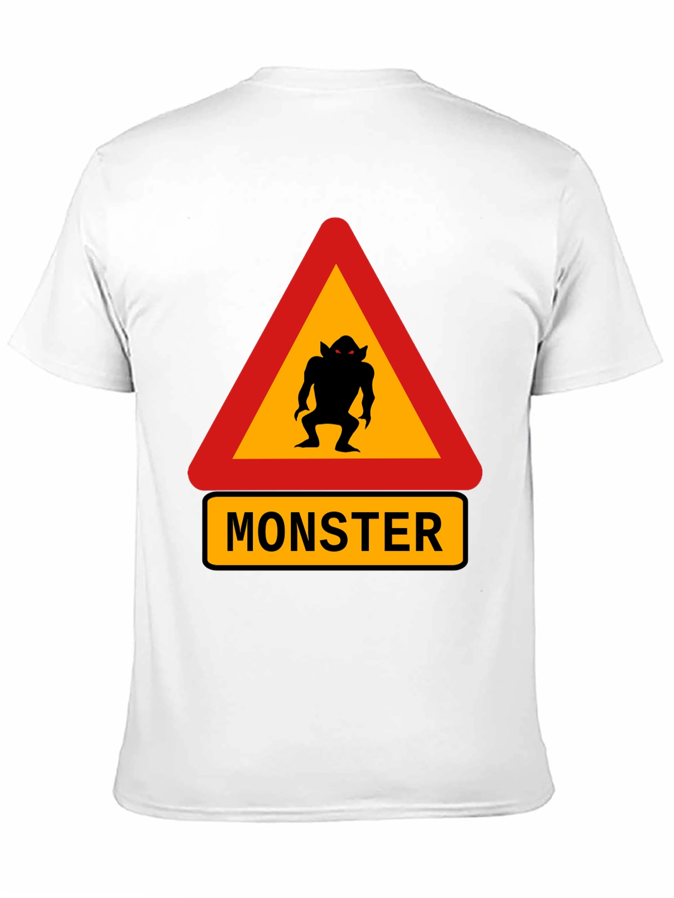 Monster Warning Sign Black T-Shirt