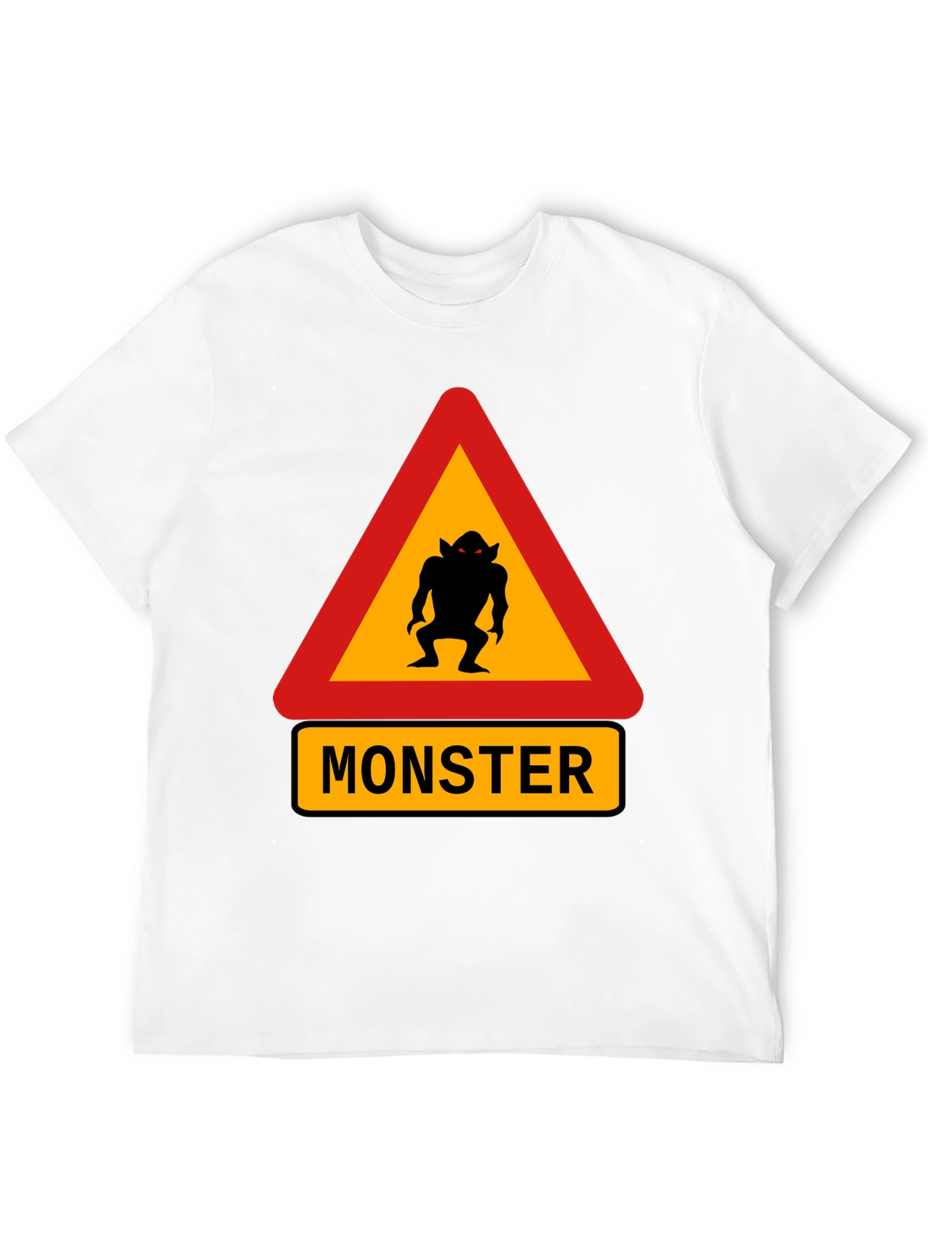 Monster Warning Sign Black T-Shirt