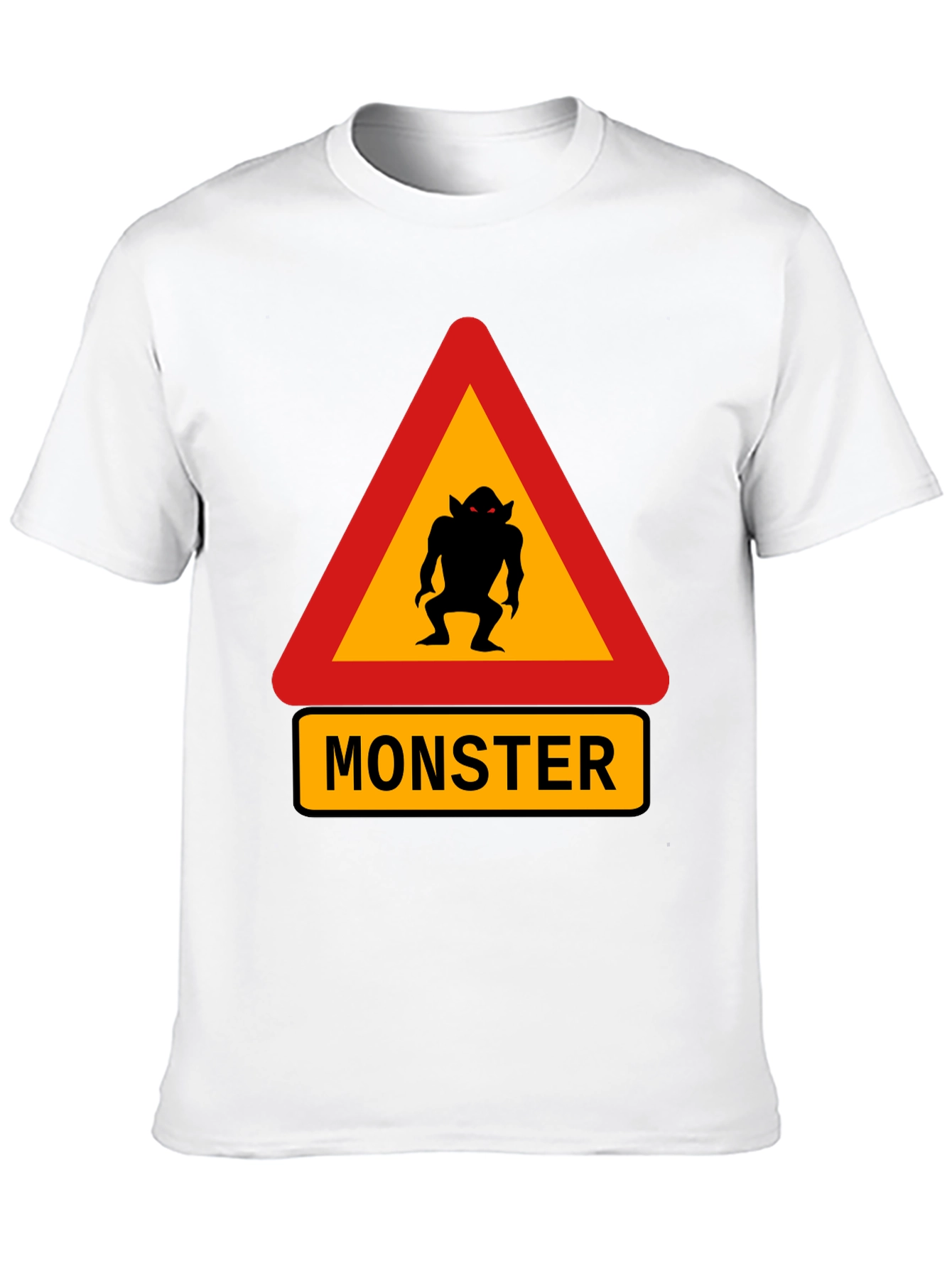 Monster Warning Sign Black T-Shirt