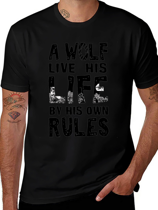 A Wolf Lives By His Own Rules Graphic Tee - Black