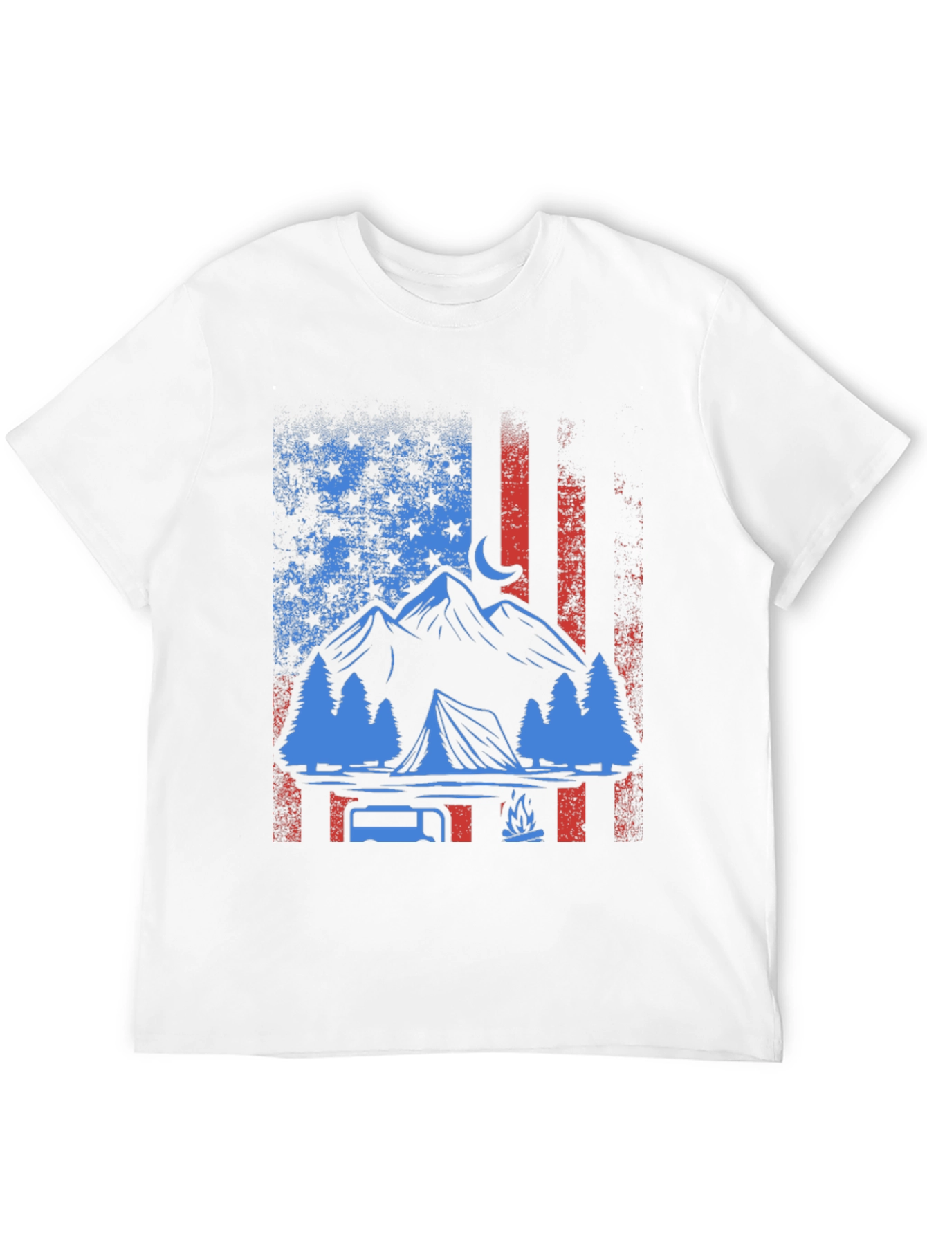 Patriotic Camping T-Shirt - American Flag Design