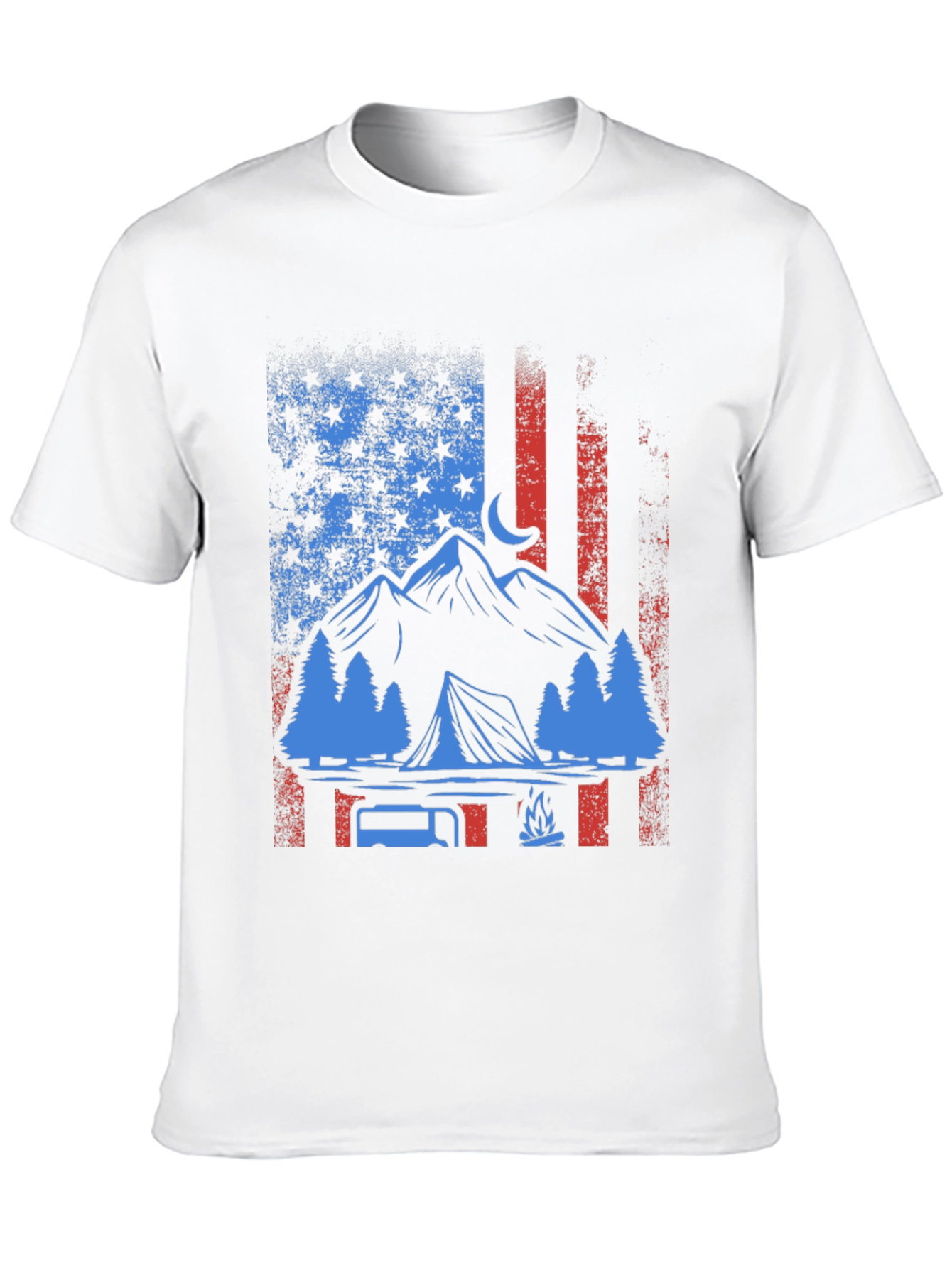 Patriotic Camping T-Shirt - American Flag Design