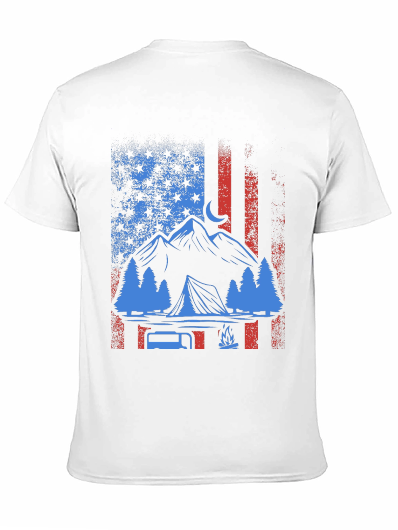 Patriotic Camping T-Shirt - American Flag Design