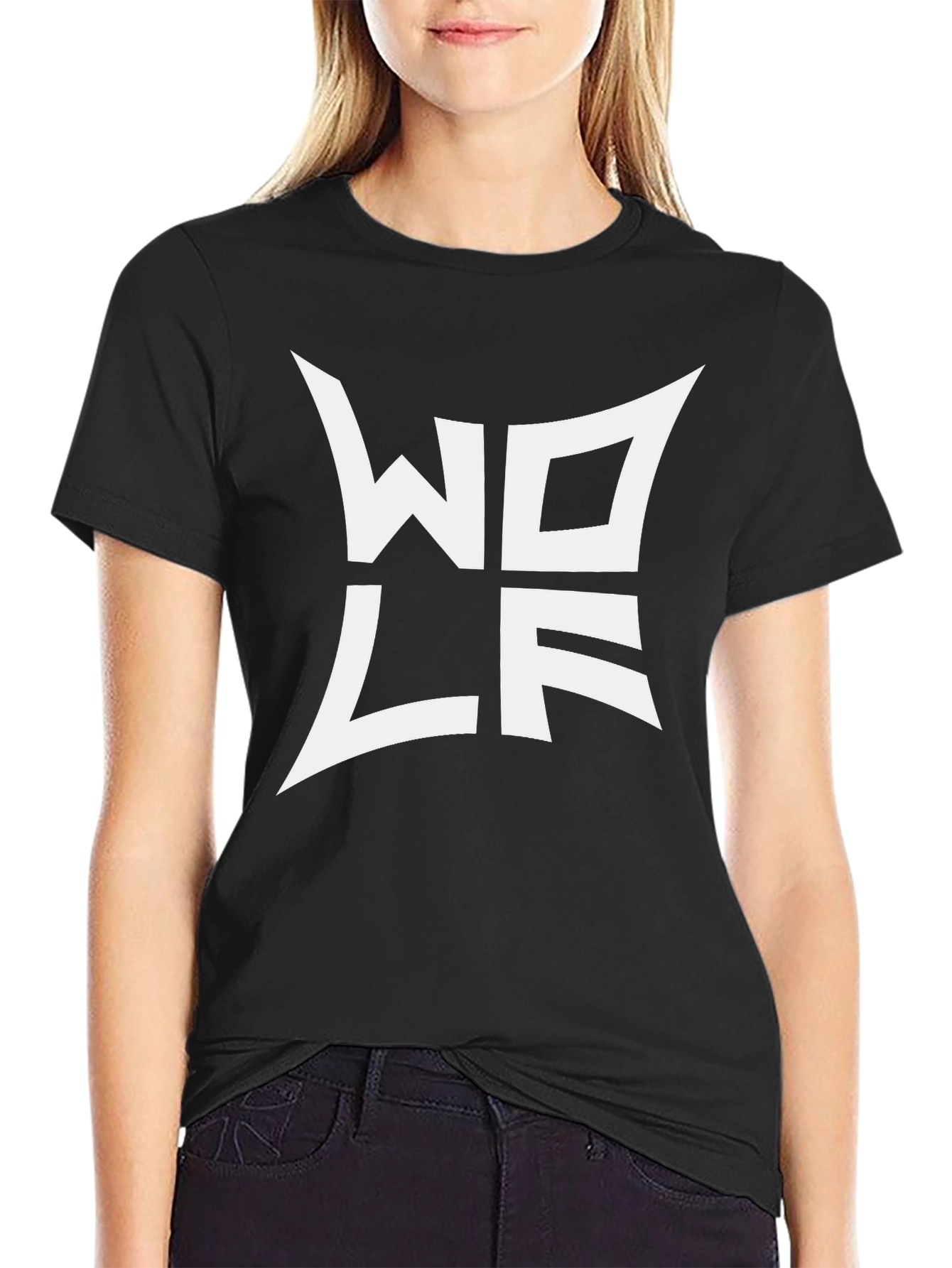Black Wolf Logo Tee - Modern Graphic T-Shirt